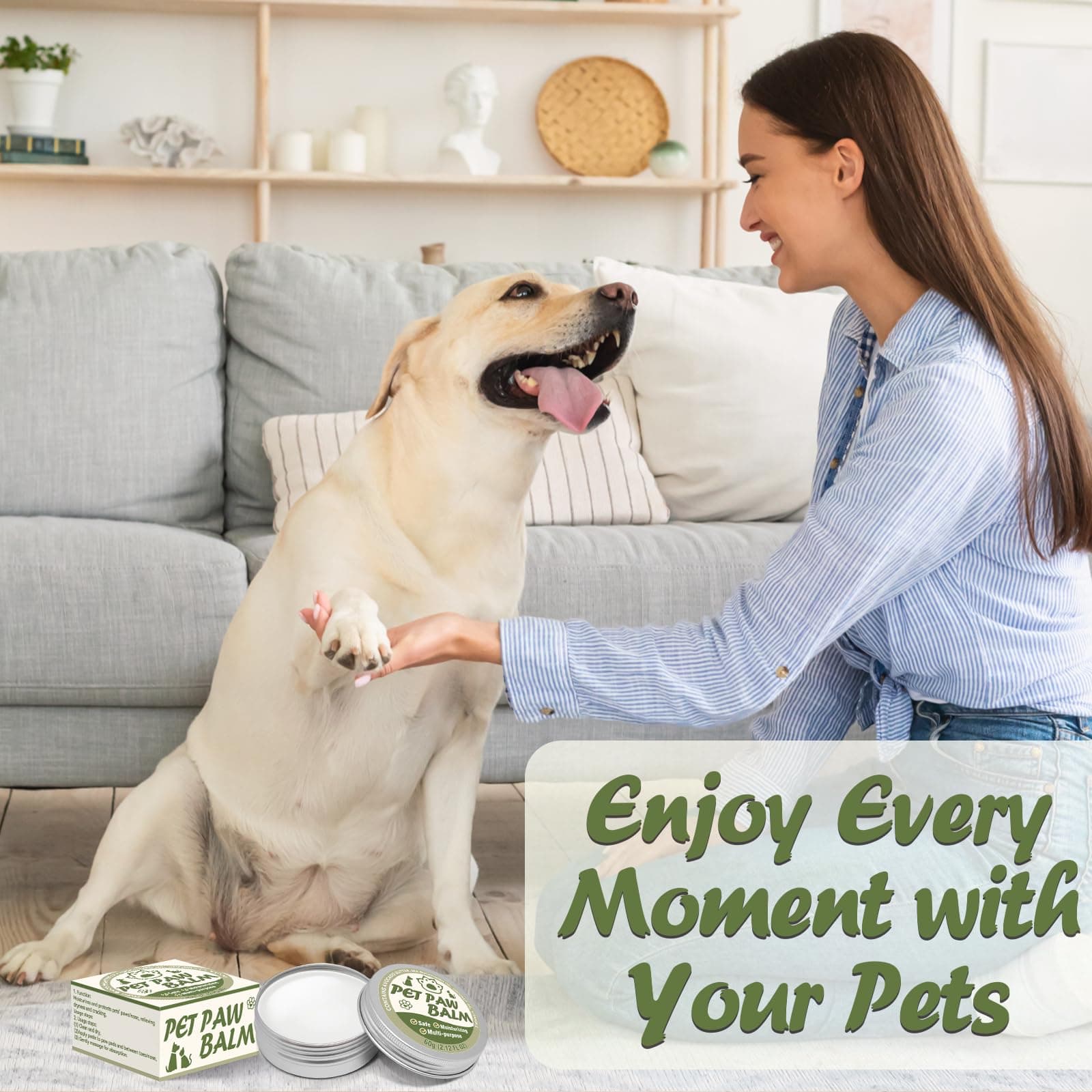 Dog Paw Balm, Paw Moisturizer for Dogs and Cats, Contains Coconut Oil, Nourishing and Moisturizing, Suitable for Dry, Cracked Paws and Noses, 60g - image 7