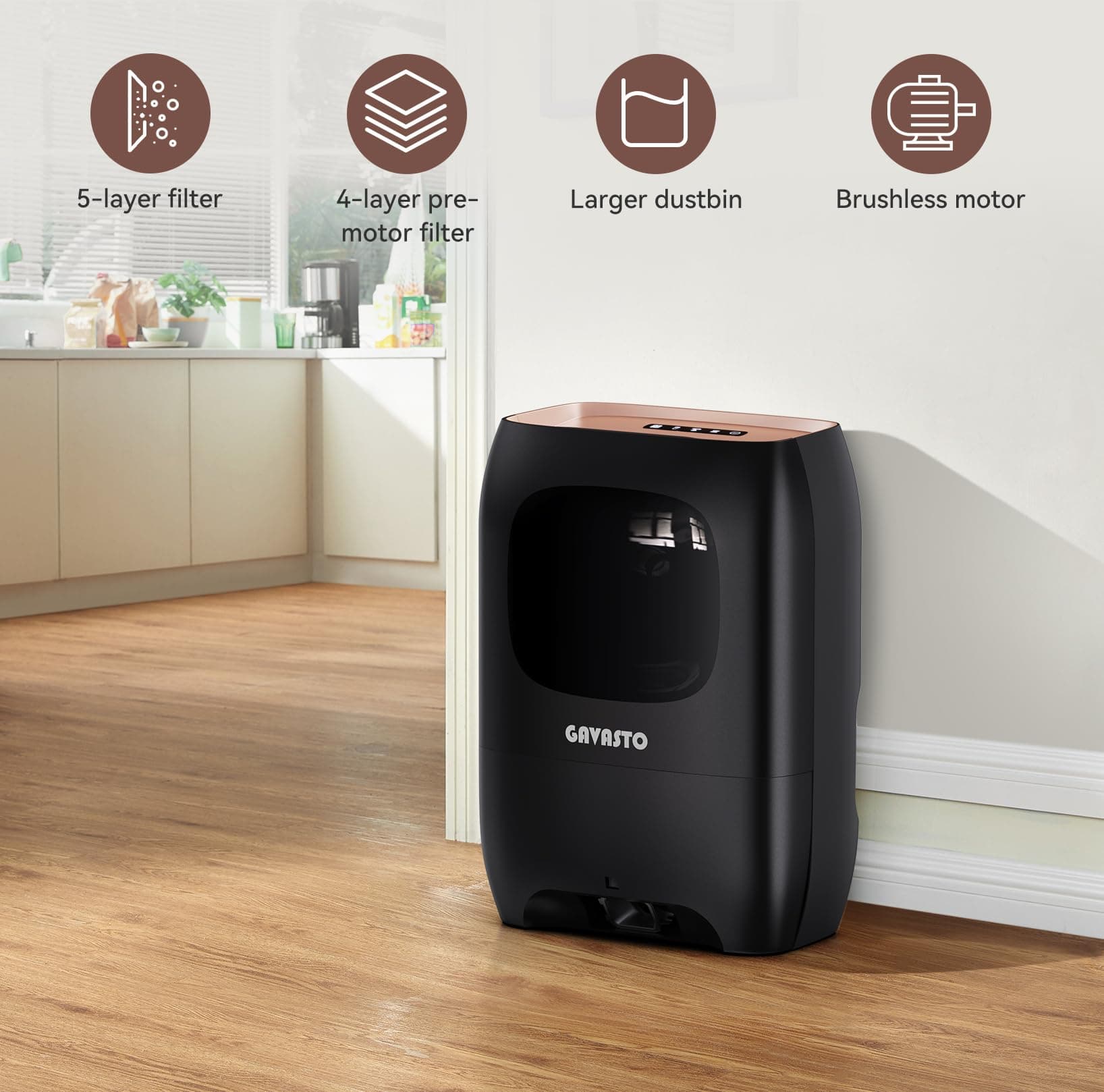 Pro Touchless Vacuum Automatic Dustpan - Ultra Fast & Powerful - Great for Sweeping Salon Pet Hair Food Dirt Kitchen, Canister Vacuum Cleaner Trash Can, Bagless, Auto Sensors, 1500 Watt-Black - image 2