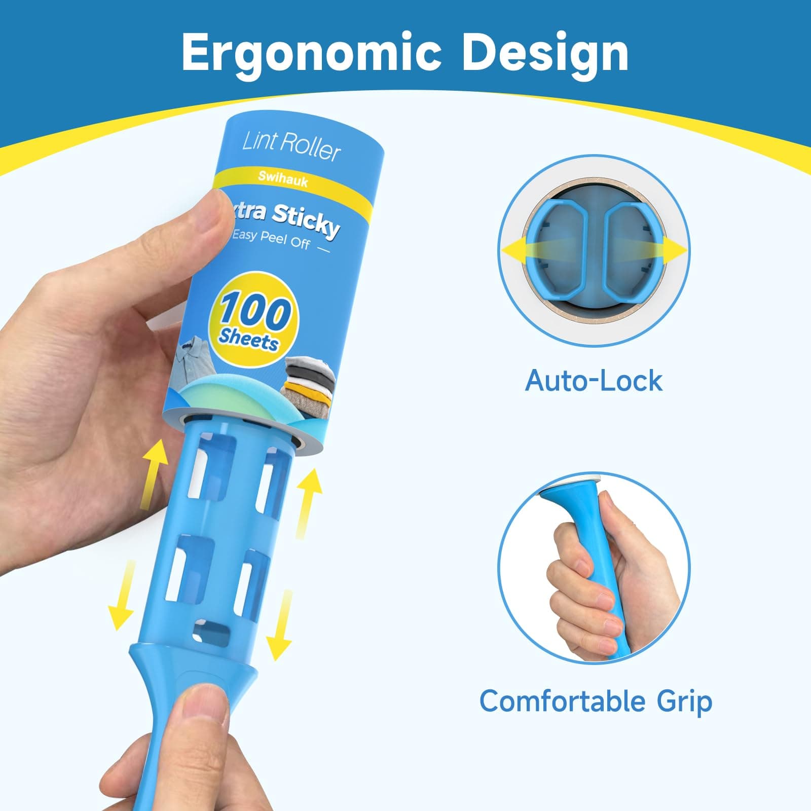 Swihauk 600 Sheets Extra Sticky Lint Rollers for Pet Hair, Easy Spiral Tear Lint Roller for Clothes with Ergonomic Handle, Multipurpose Lint Remover for Furniture, Carpet, Car Seat - image 7
