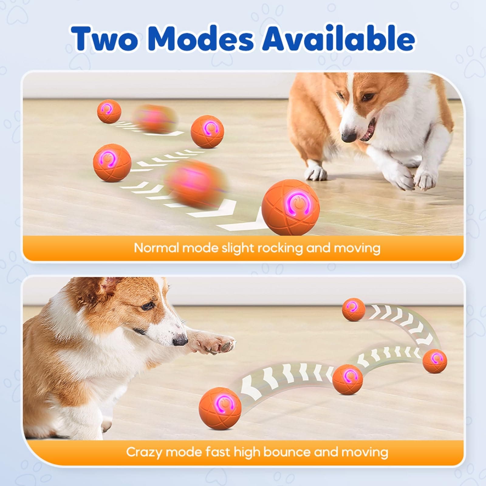 Upgraded Interactive Dog Ball, 2025 New Activated Automatic Rolling Balls for Dogs, Self Moving Vibrating Smart Jumping Bouncing and Rotating Pets Toy to Keep Them Busy (New -Blue) - image 5