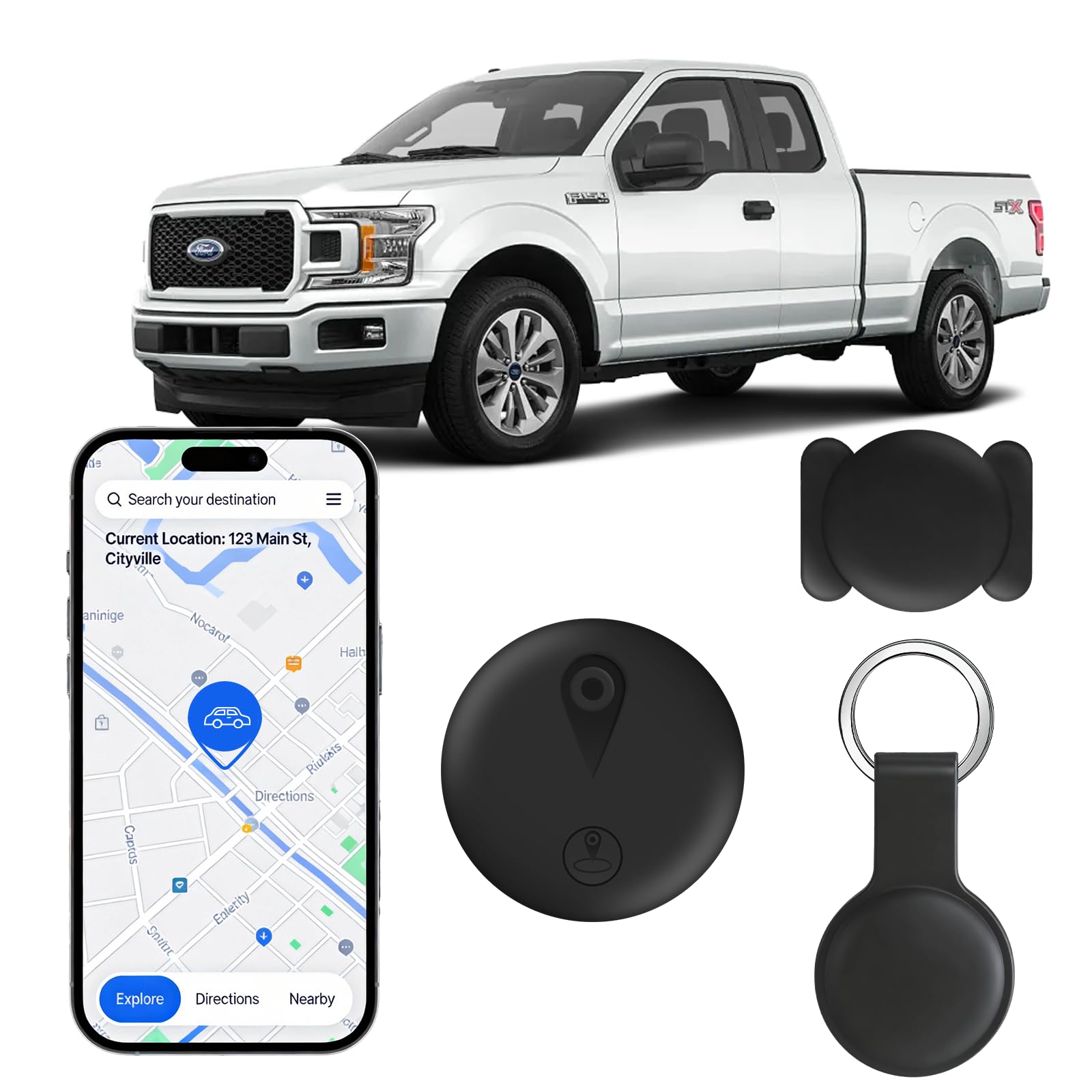 GPS Tracker for Vehicles, 365-Day Standby, No Monthly Fee, No SIM, Global Compatibility, Smart Alerts, Real-Time Positioning, Magnetic Waterproof, for Seniors, Kids, Pets & Assets, iOS-Only (Black)