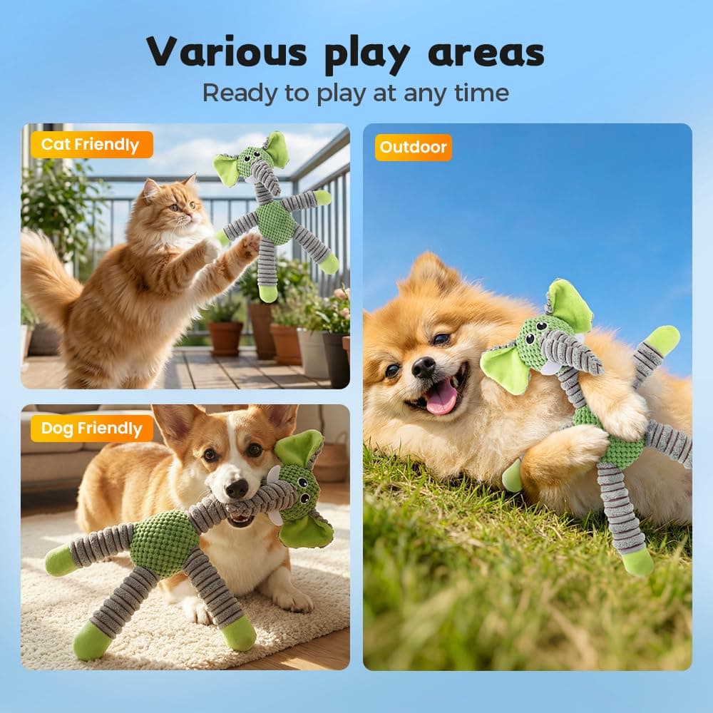 Indestructible Dog Toys for Aggressive Chewers, Durable Squeaky Plush Toys for Large Medium Small Dogs, Tough Chew Toys with Interactive Sounds for Puppy Anxiety Relief (Cartoon Brown Bear) - image 7