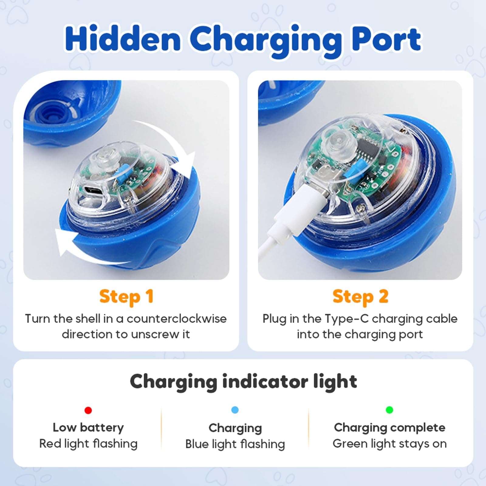 Upgraded Interactive Dog Ball, 2025 New Activated Automatic Rolling Balls for Dogs, Self Moving Vibrating Smart Jumping Bouncing and Rotating Pets Toy to Keep Them Busy (New -Blue) - image 4