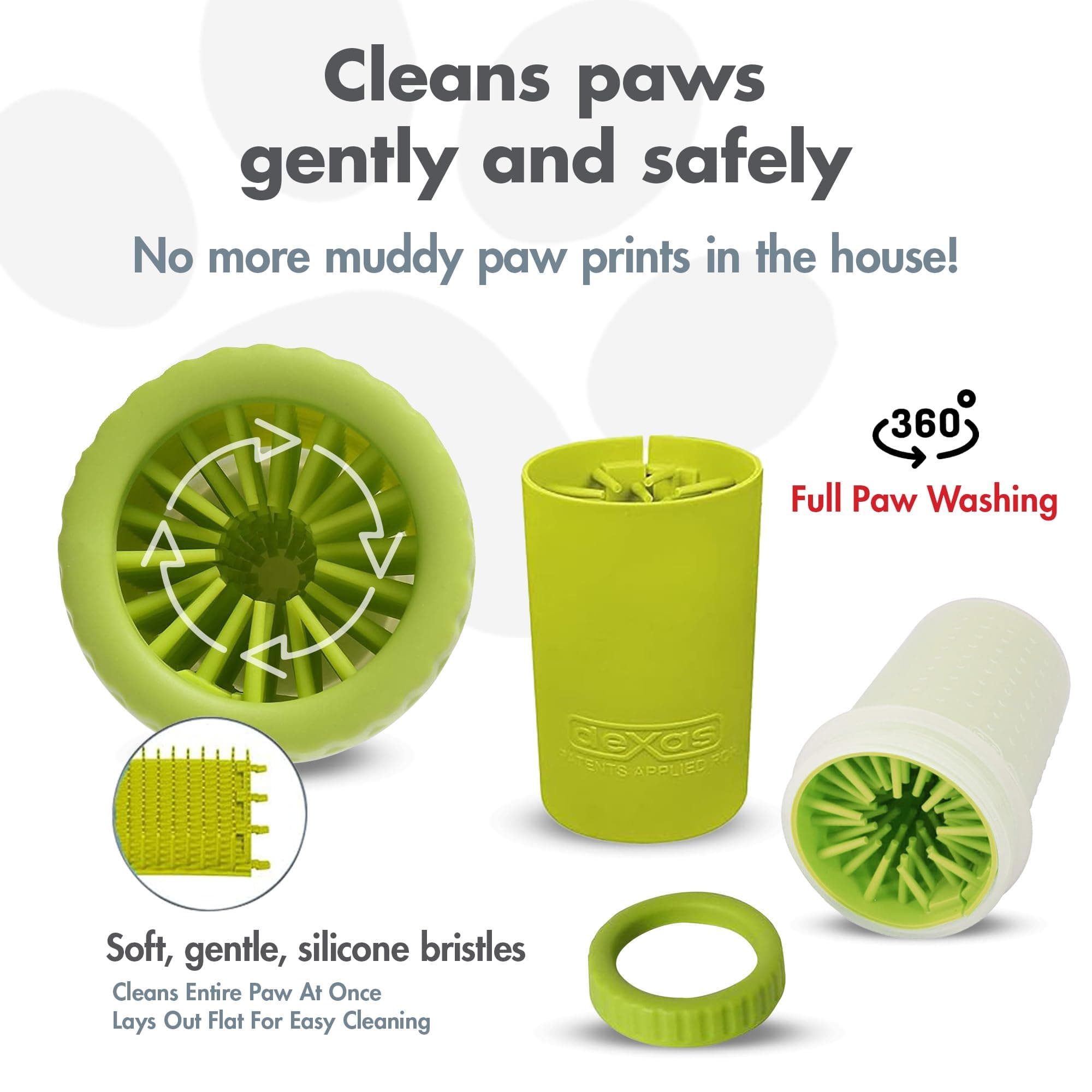 Dexas MudBuster Portable Dog Paw Cleaner, Green Large Paw Cleaning Solution for Premium Pet Supplies - image 2