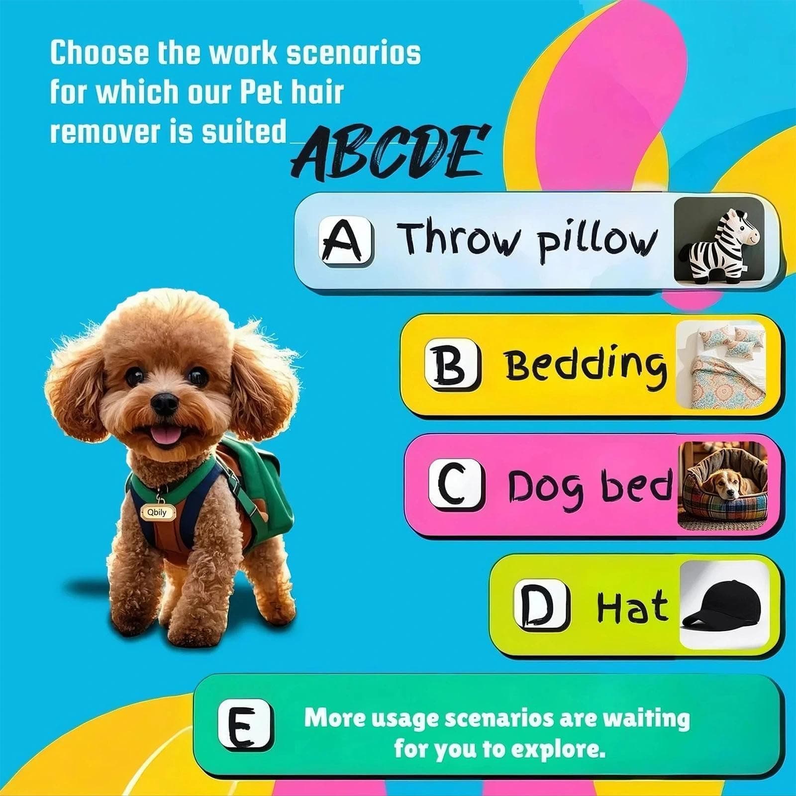 Qbily Pet Hair Remover 2nd Gen (3 Pack) - Reusable Lint Removal Tool for Couch, Carpets, Cat Trees, Car Mats, Furniture, Clothes, Pet Houses, Dog & Cat Hair Scraper Tool with Storage Bag - image 6