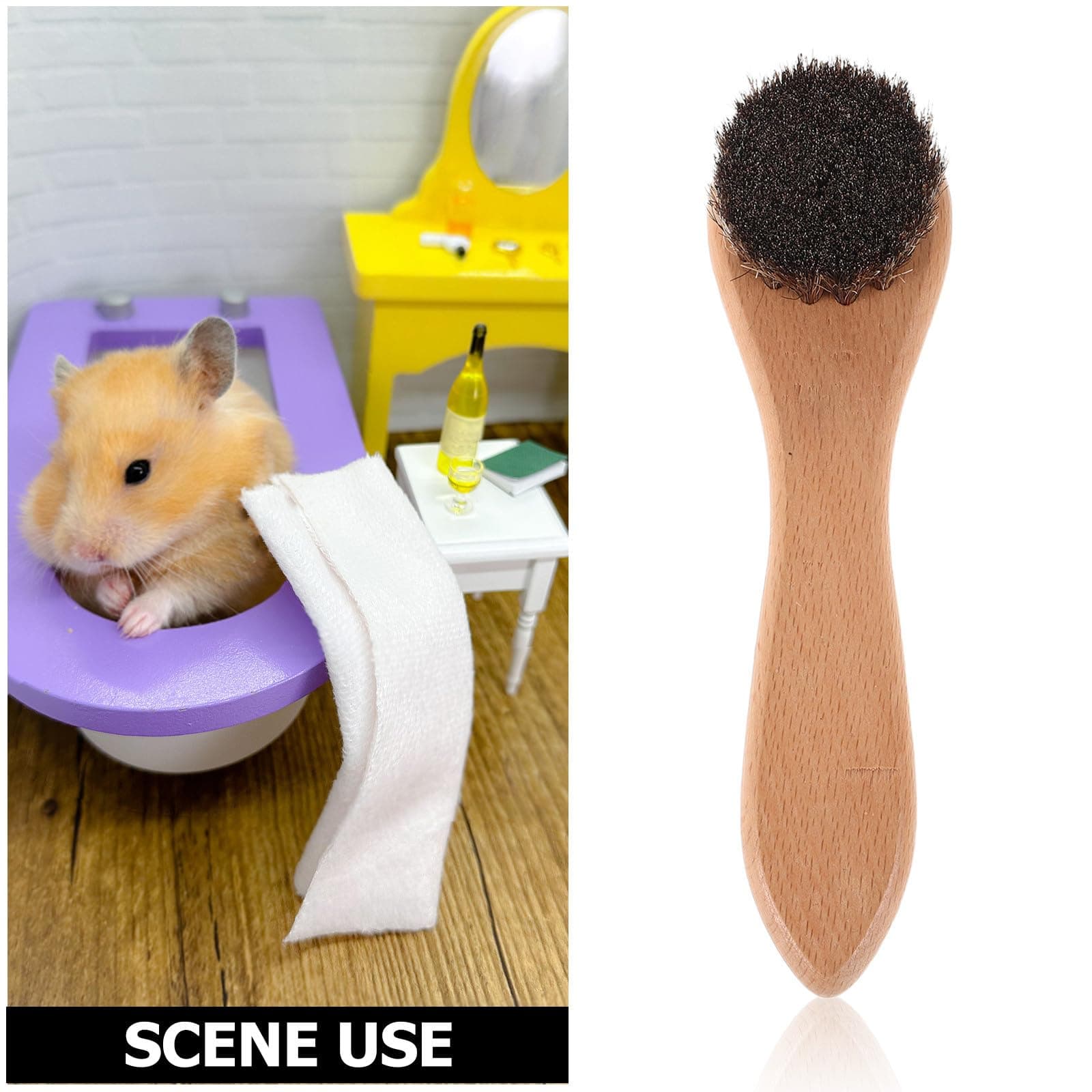 Gadpiparty Small Pet Bathing Brush and Hamster Massage Comb, Soft Bristle with Wooden Handle, 2pcs 4-inch Grooming Tool for Guinea Pigs, Rabbits, and Small Animals - image 3