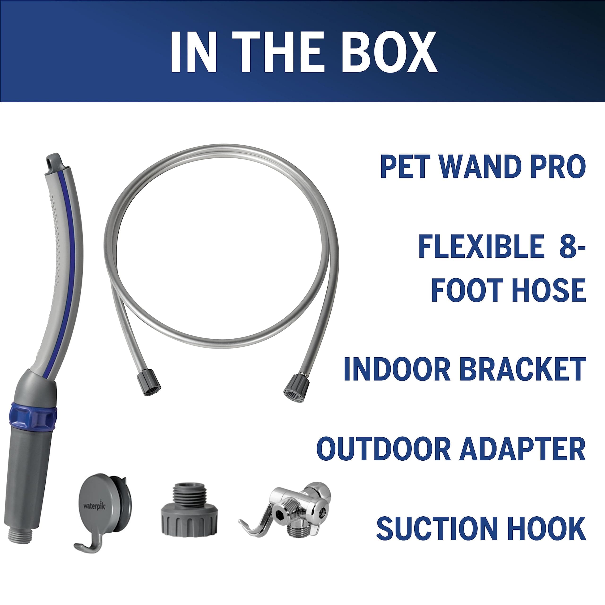Waterpik Pet Wand Pro Dog Shower Attachment for Fast and Easy Dog Bathing and Cleaning, Indoor and Outdoor Sprayer Includes 8-Foot Flex Hose, Blue/Grey, PPR-252E - image 6