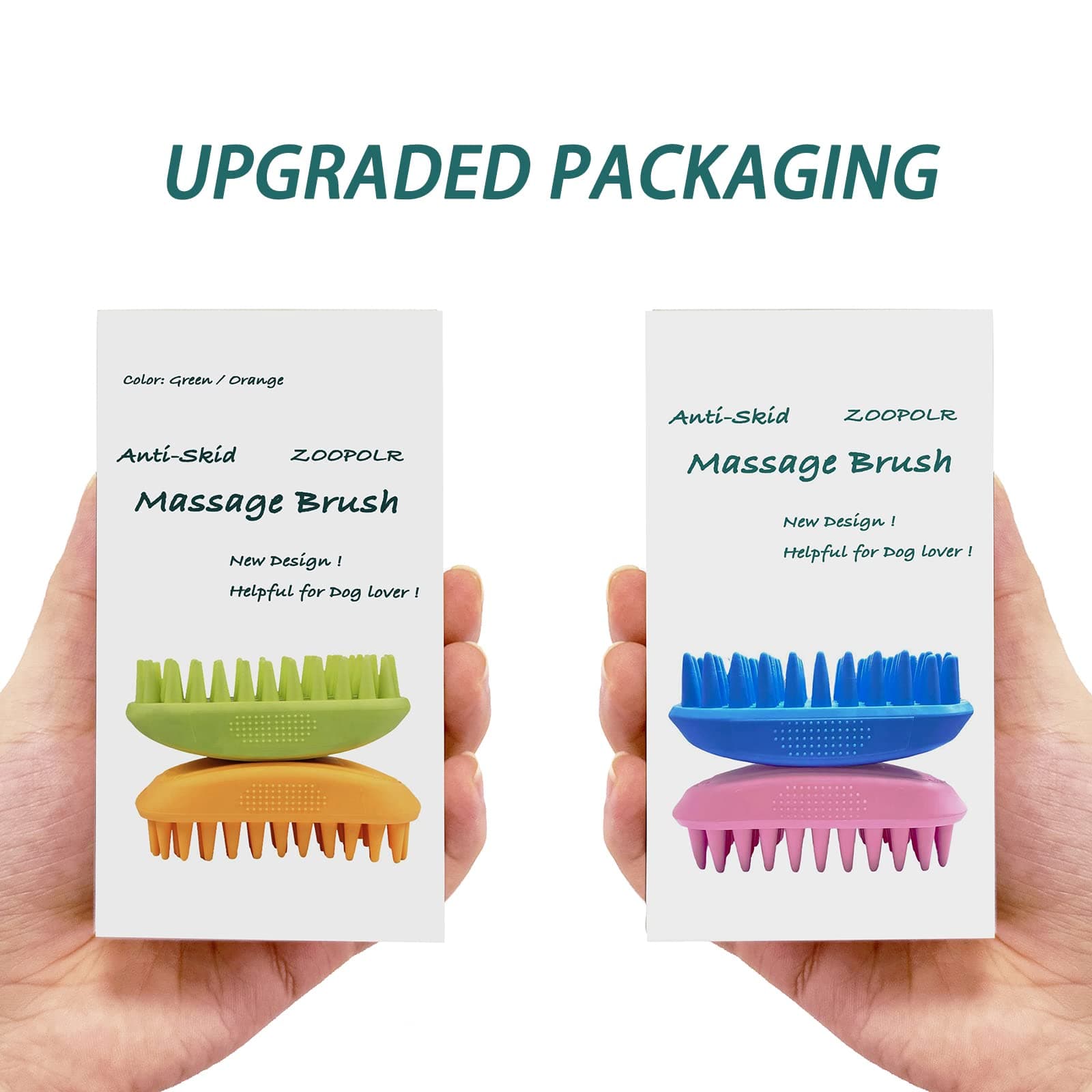 Pet Silicone Shampoo Brush for Long & Short Hair Medium Large Pets Dogs Cats,Shower Wash Curry Brush,Dog hair Products Accessories Dog Back Massage for Long & Short Hair Small Large Pets Dogs(Green) - image 3