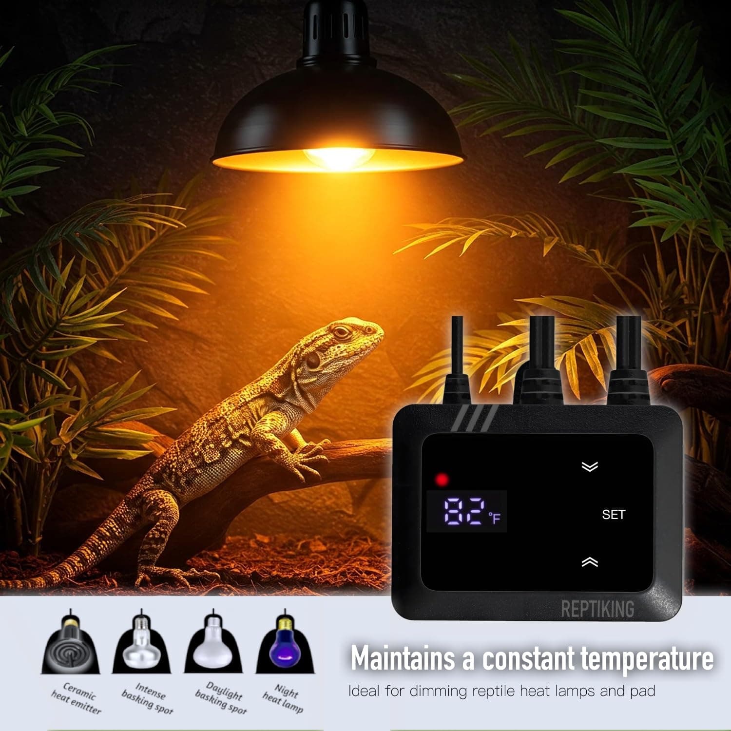 Reptile Dimming Thermostat, Heat Lamp Temperature Controller, Reptile Terrarium PID Digital Thermostat, Heating Controller for Basking Spot Heat Bulbs and Ceramic Heat Emitter - image 3