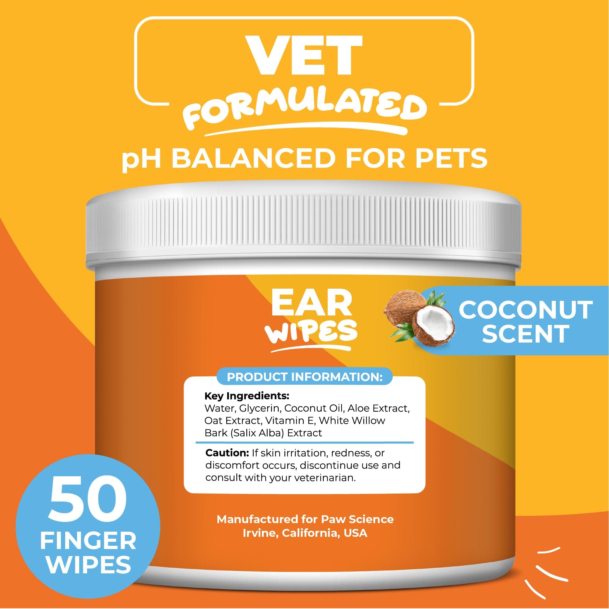 Dog Ear Cleaner Wipes – Finger Wipes for Dogs & Cats – Cleaning, Soothing, & Deodorizing Itchy Ears – Pet Ear Relief Solution (Coconut) - image 4