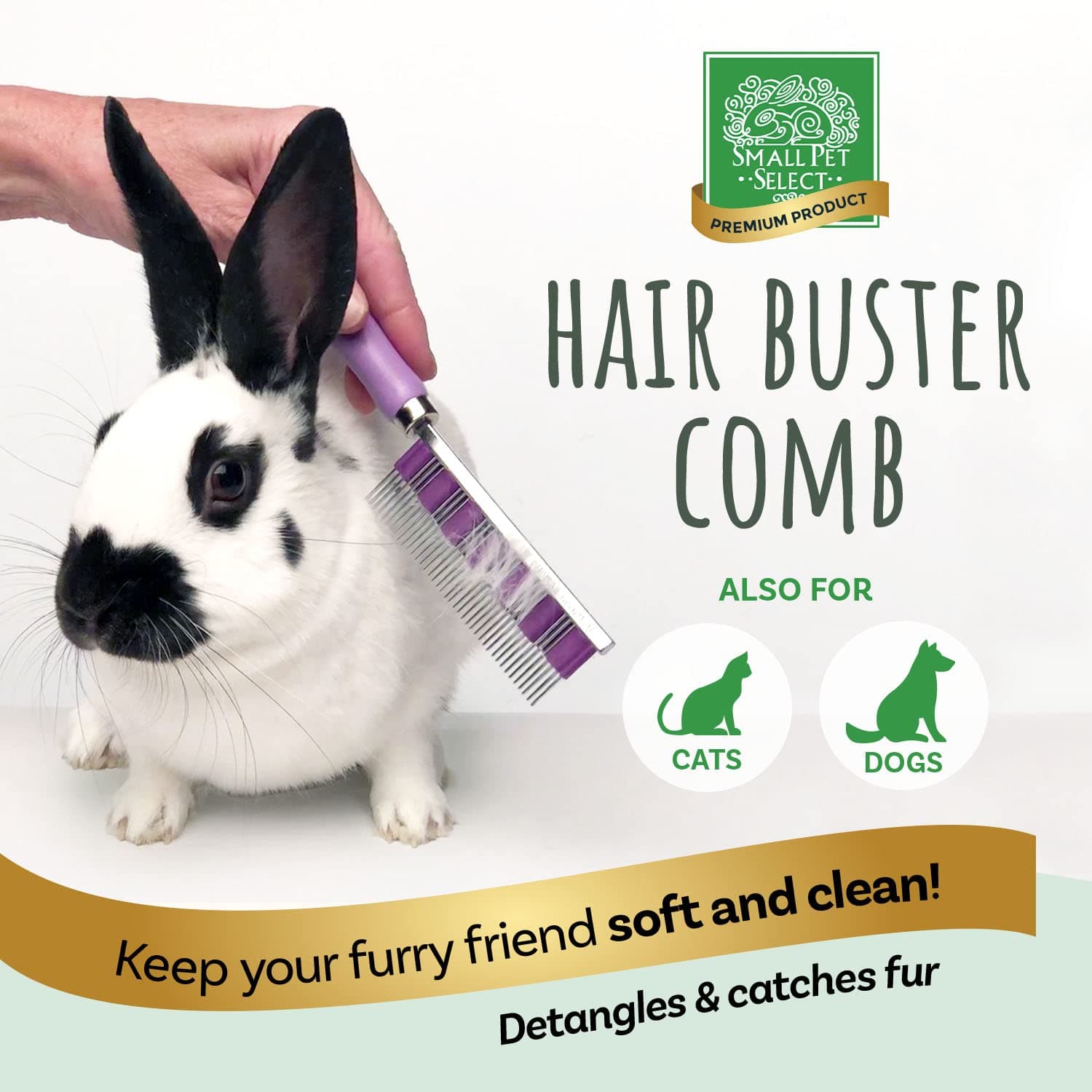Small Pet Select - Hair Buster Comb for Rabbits, Cats and Dogs, Metal Pet Comb for Shedding and Detangling, Grooming Tool for Small Pets with Long and Short Fur - image 2