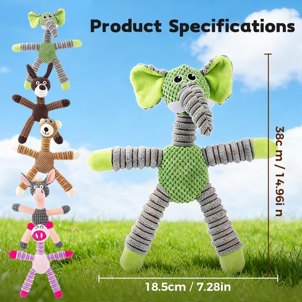 Indestructible Dog Toys for Aggressive Chewers, Durable Squeaky Plush Toys for Large Medium Small Dogs, Tough Chew Toys with Interactive Sounds for Puppy Anxiety Relief (Cartoon Brown Bear) - image 6