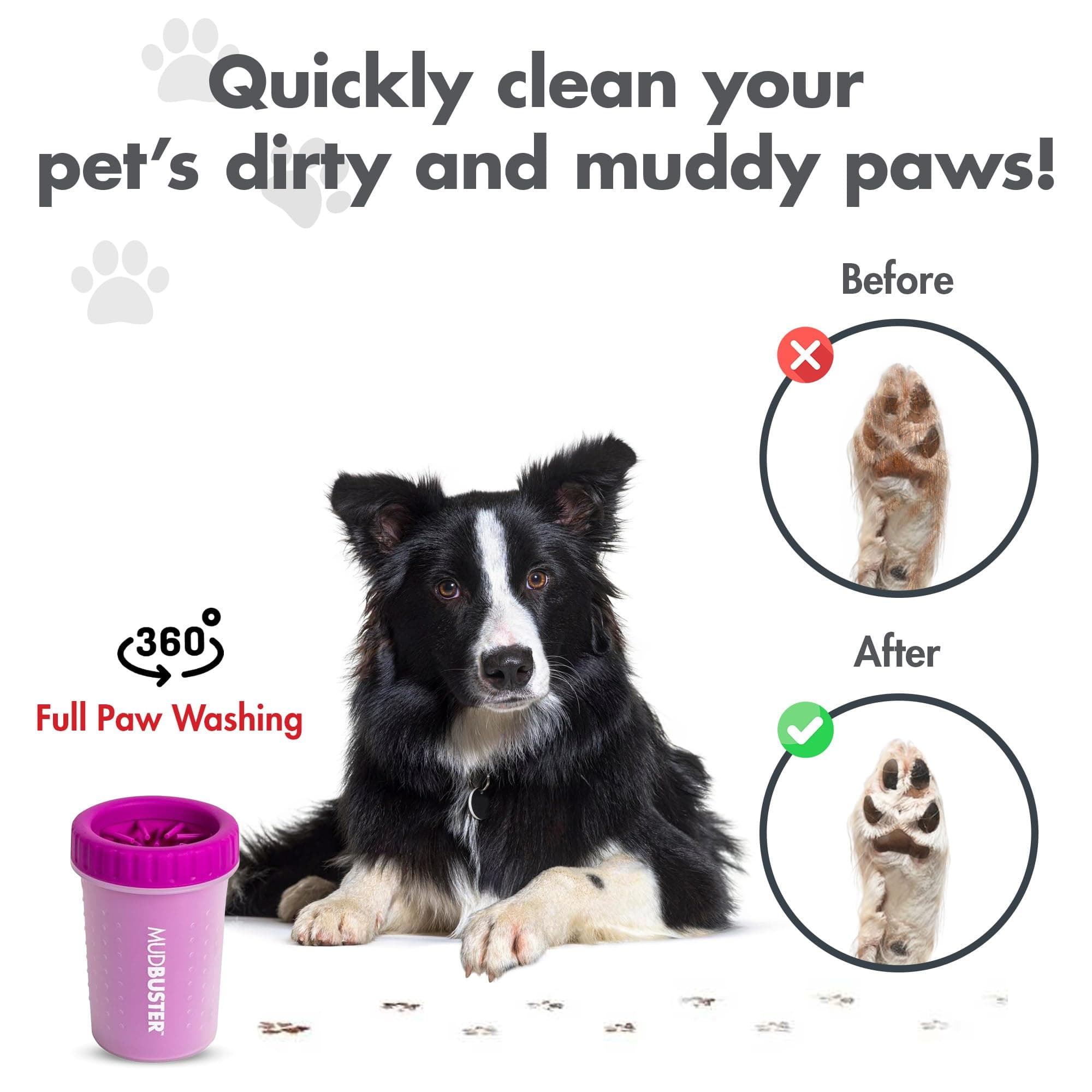 Dexas MudBuster Portable Dog Paw Washer/Paw Cleaner, Medium, Fuchsia - image 4
