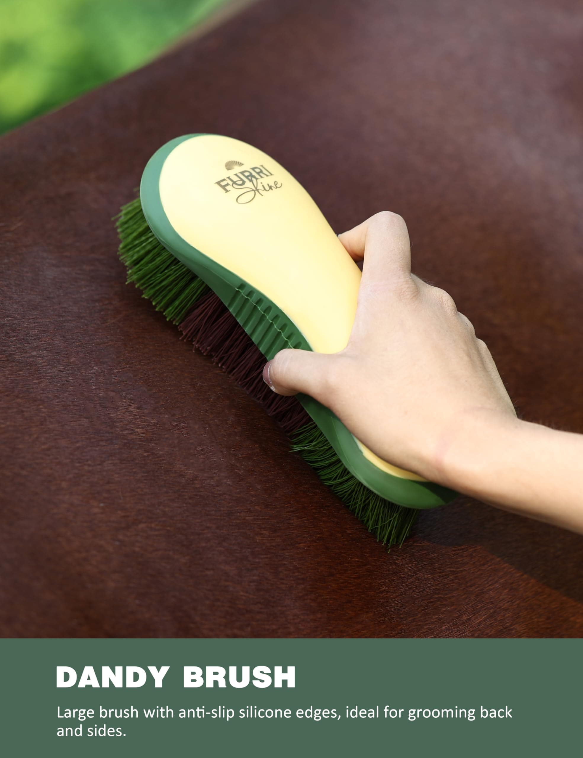 9-Piece Horse Grooming Brush Kit, Silicone Curry Comb & Grooming Brushes for Daily Care, Bathing & Shedding Pasture Glow - image 6