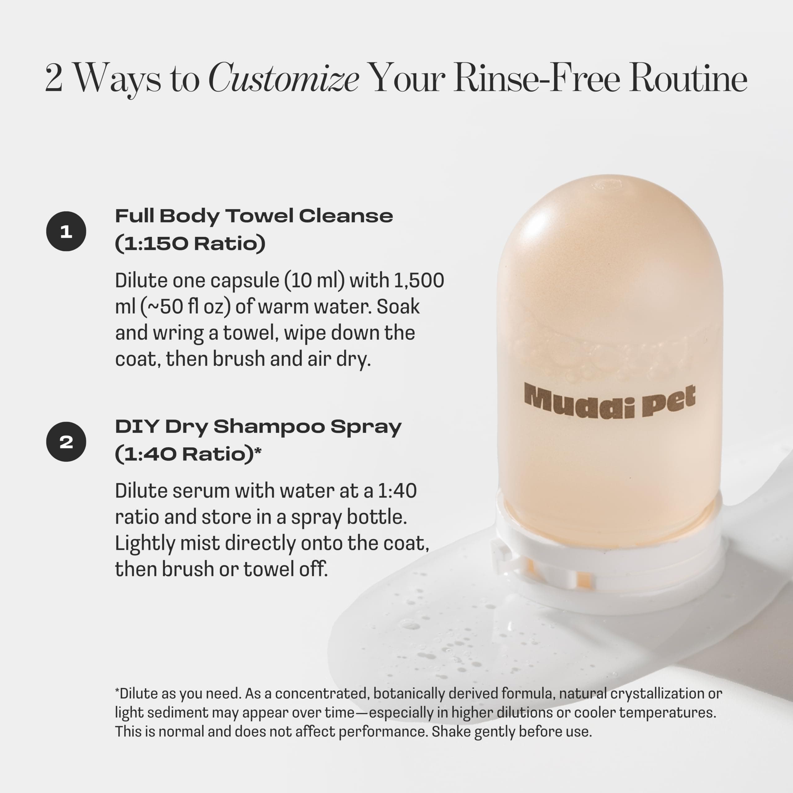 Cat Concentrated Waterless Rinse-Free Shampoo & Conditioner with Bath Mitt – Sensitive Skin, Stress & Itch Relief Gentle Leave-in Serum – 98.65% Naturally Derived-Dry Shampoo for Cats–8×10ml - image 3