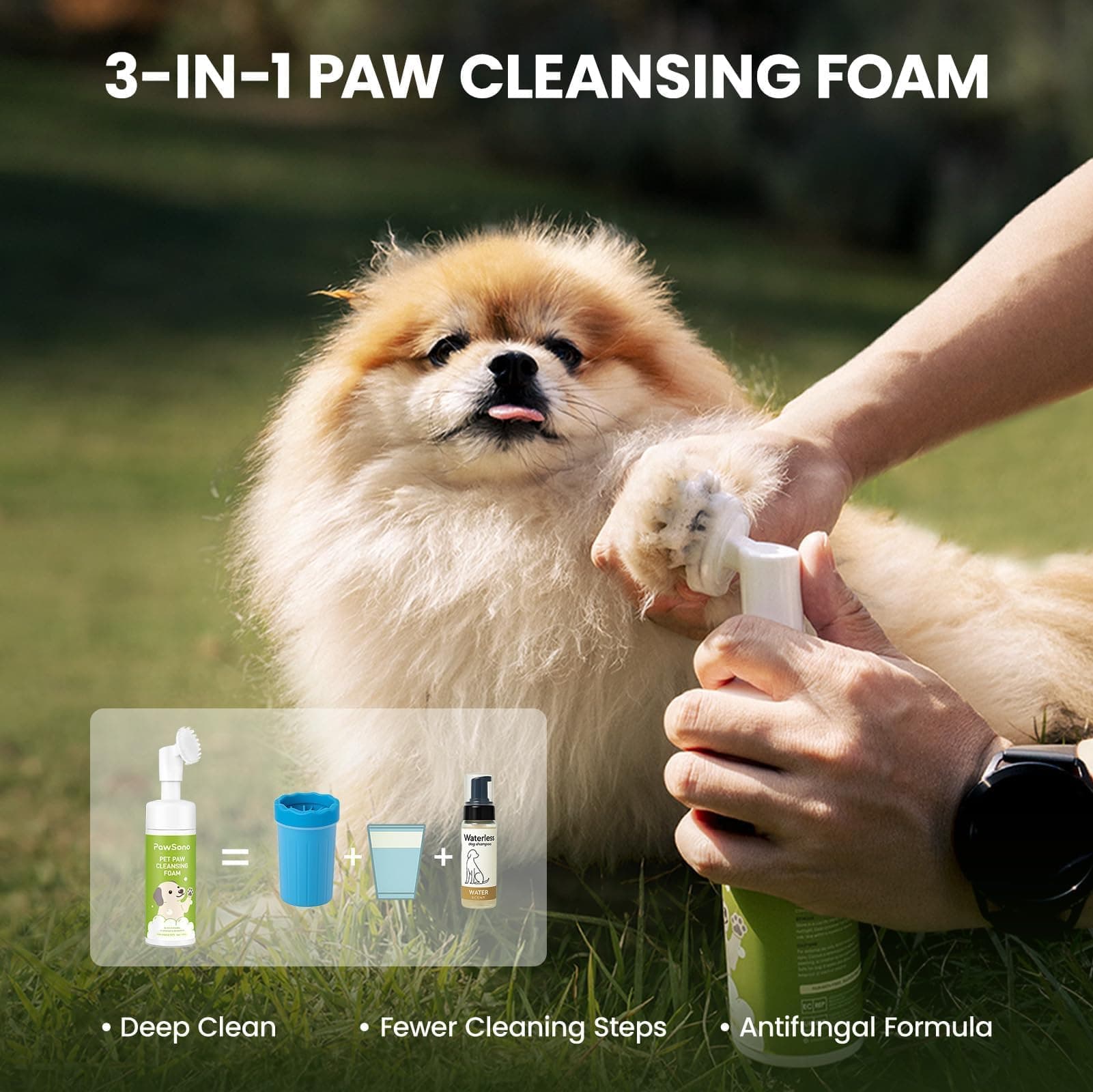 Paw Cleaner for Dogs & Cats, No-Rinse Foaming Pet Foot Washer with Built-in Scrubber Brush for Dirty, Muddy Paws – Suitable for Small, Medium & Large Dogs, Puppies, Kittens (5 fl oz) - image 2