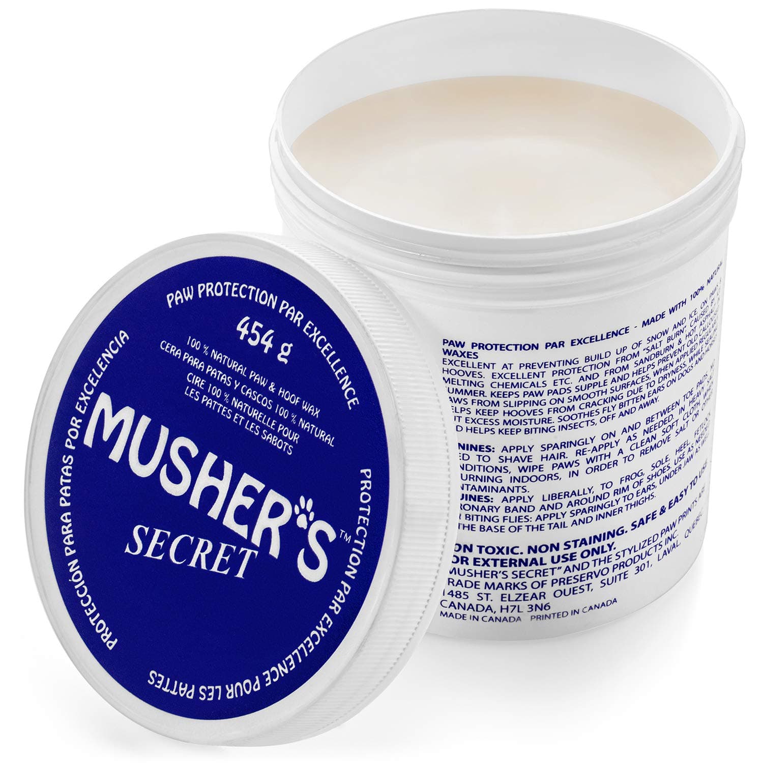 Musher’s Secret Dog Paw Wax 454g (16oz) – All-Natural Dog Balm w/ Vitamin E – Helps Protect & Moisturizes Cracked Paws – Invisible Barrier for Hot Pavement, Ice & Salt – Lick-Safe & Non-Toxic