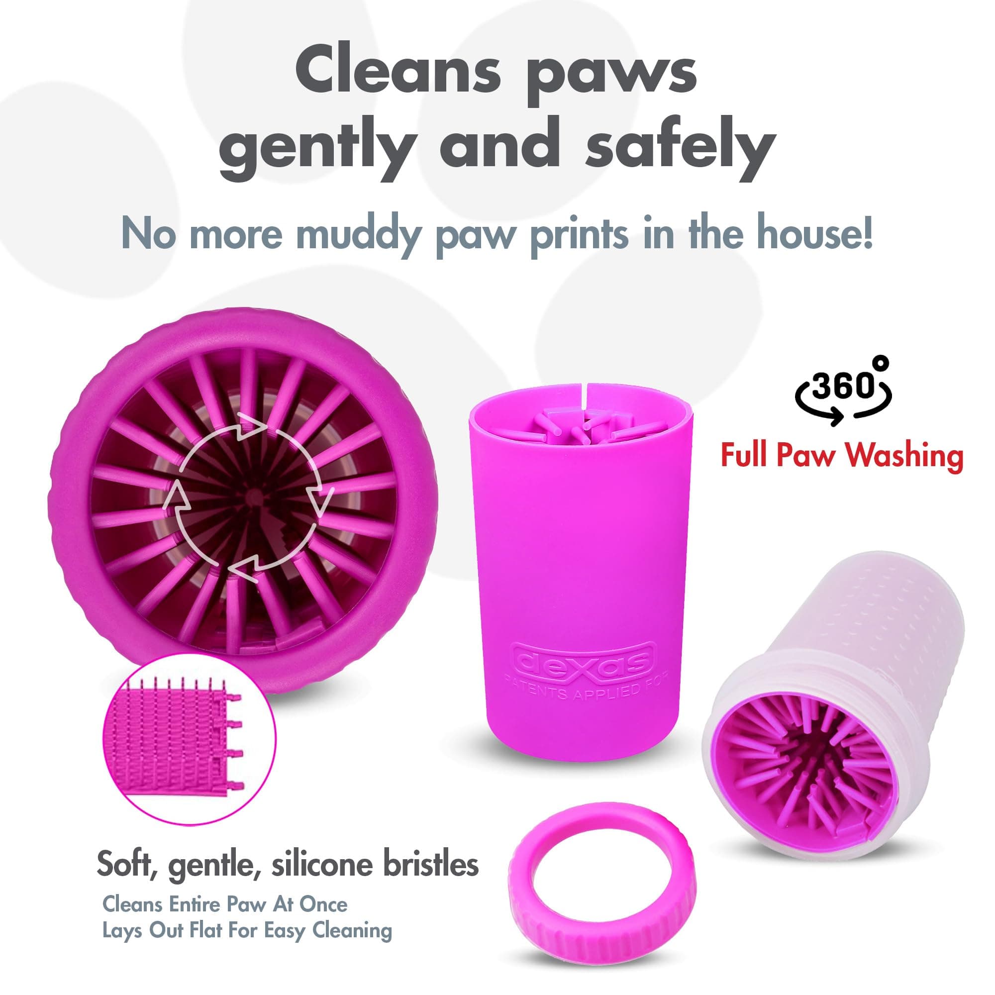 Dexas MudBuster Portable Dog Paw Washer/Paw Cleaner, Medium, Fuchsia - image 2