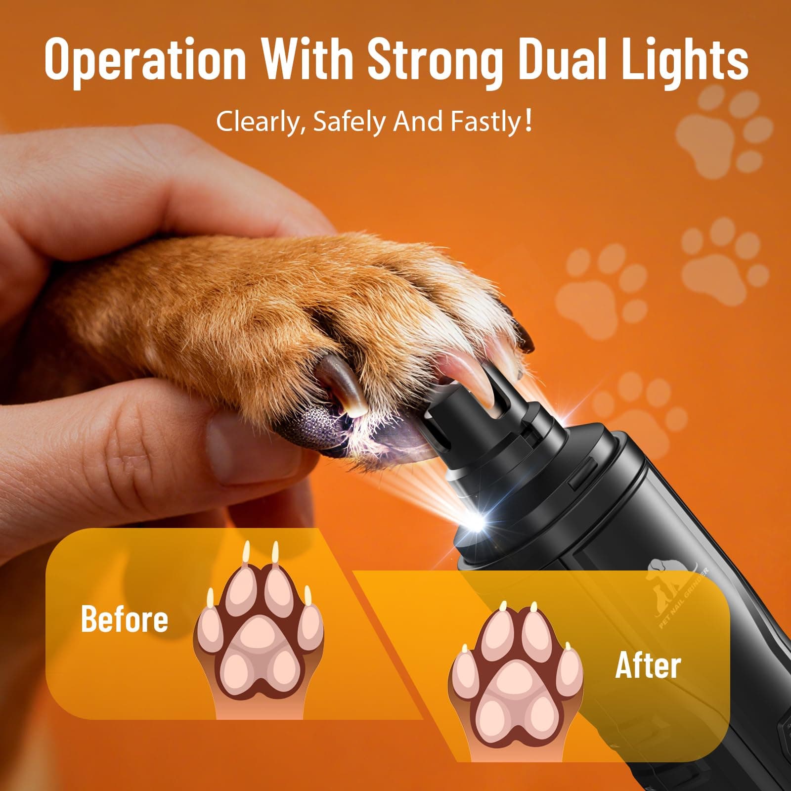 Electric Dog Nail Grinder: Upgraded 5-Speed Quiet Dog Nail Trimmer-Safe Painless Nail File for Claw Trimming & Grooming Care At Home for Dogs & Cats(Light Black) - image 4