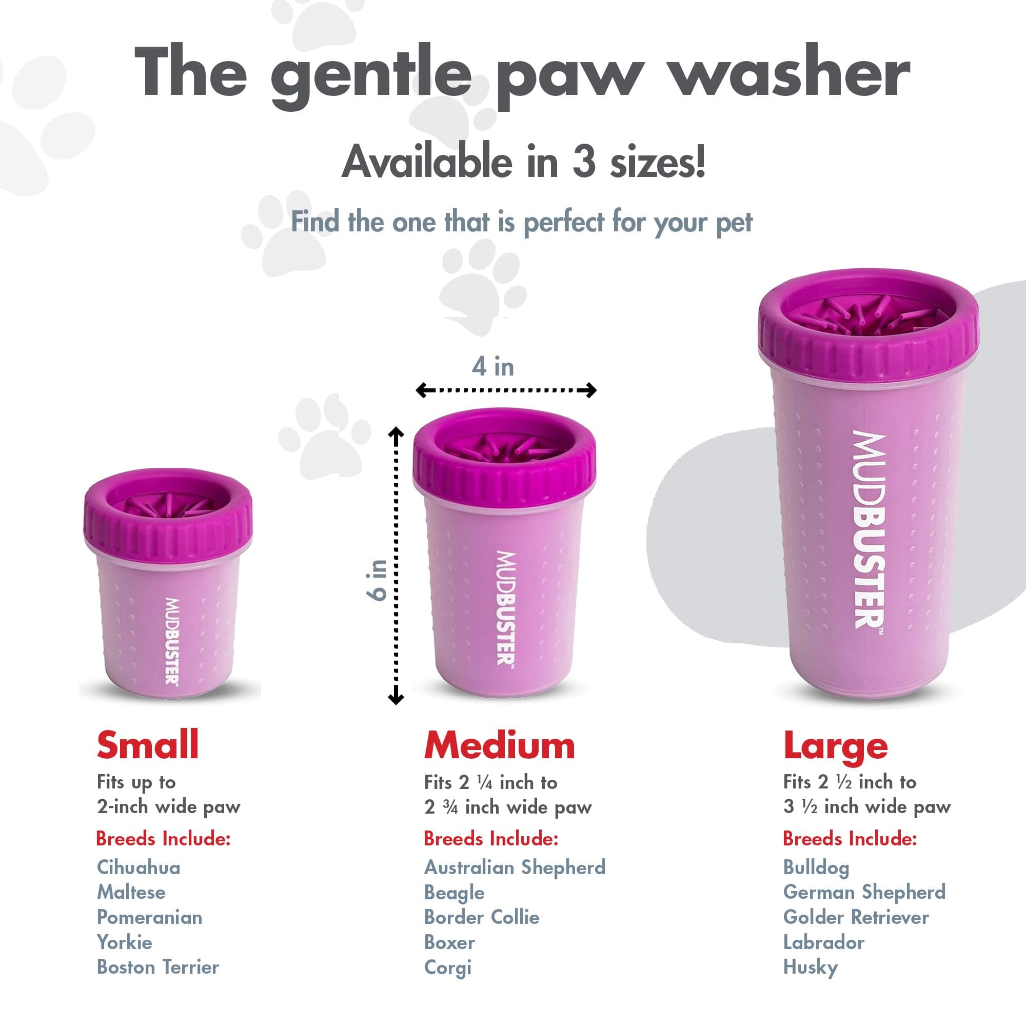 Dexas MudBuster Portable Dog Paw Washer/Paw Cleaner, Medium, Fuchsia - image 3