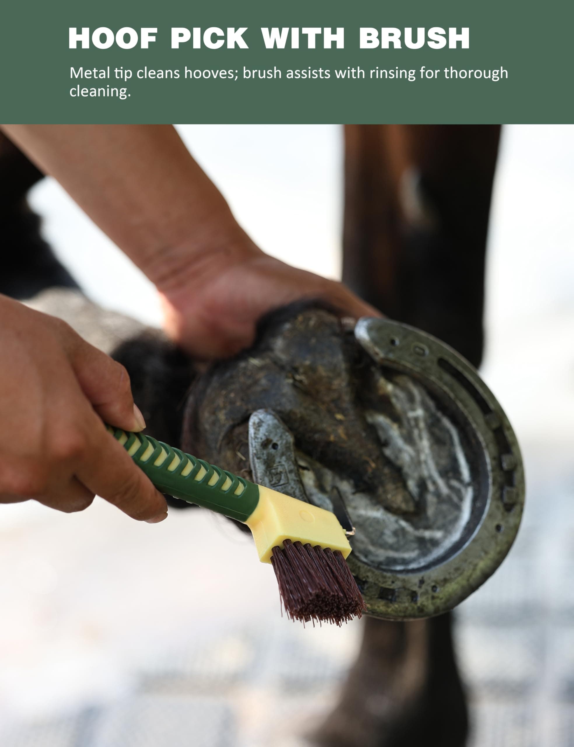 9-Piece Horse Grooming Brush Kit, Silicone Curry Comb & Grooming Brushes for Daily Care, Bathing & Shedding Pasture Glow - image 7