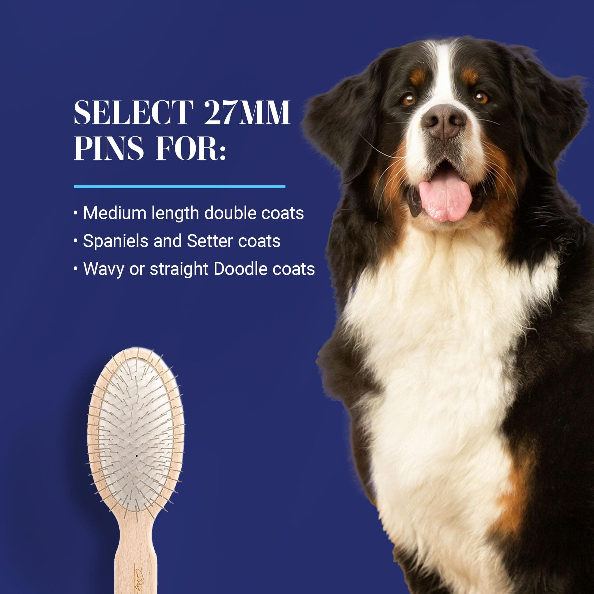 Chris Christensen Dog Brush, 27 mm Oval Pin Brush, Original Series, Groom Like a Professional, Stainless Steel Pins, Lightweight Beech Wood Body, Ground and Polished Tips - image 5