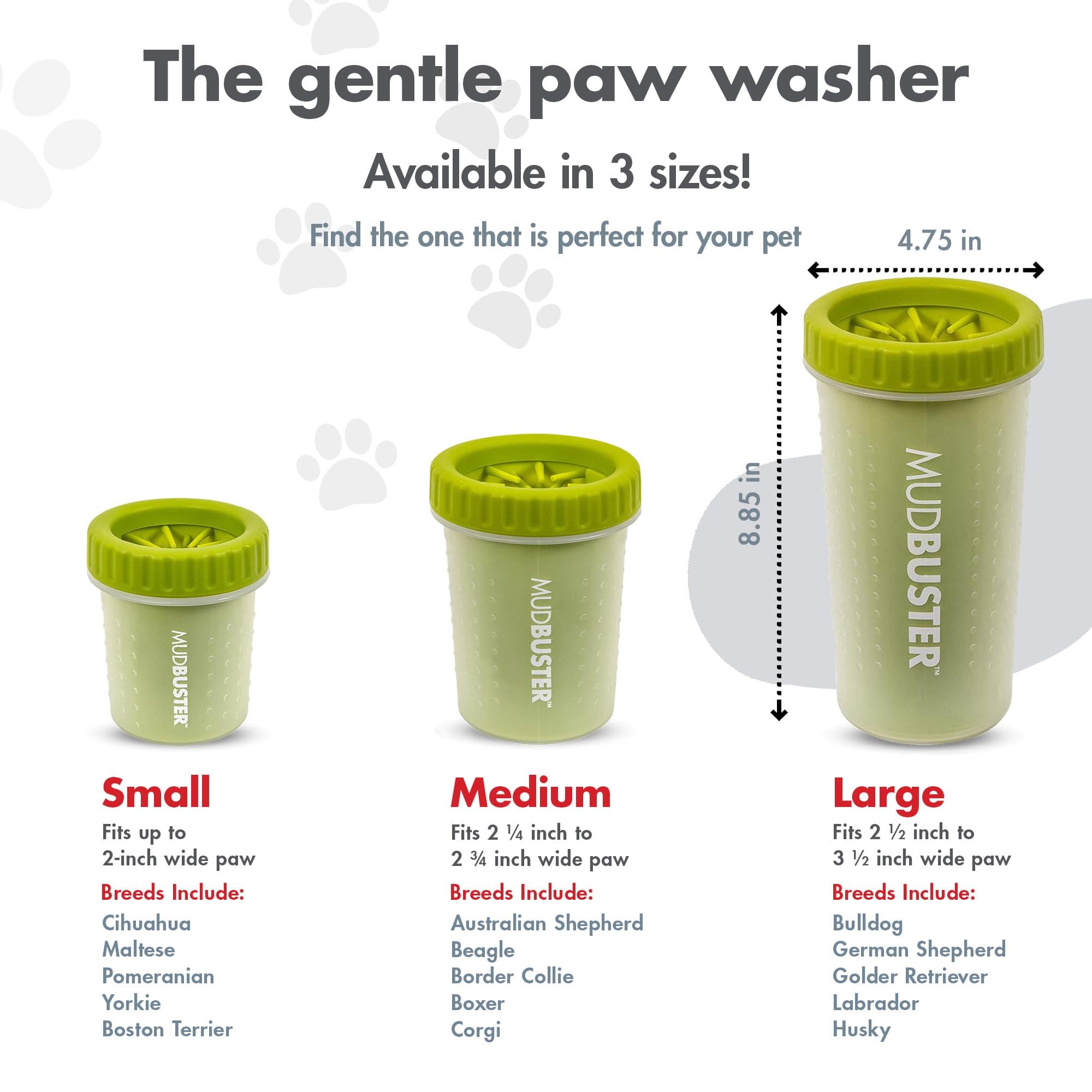 Dexas MudBuster Portable Dog Paw Cleaner, Green Large Paw Cleaning Solution for Premium Pet Supplies - image 3