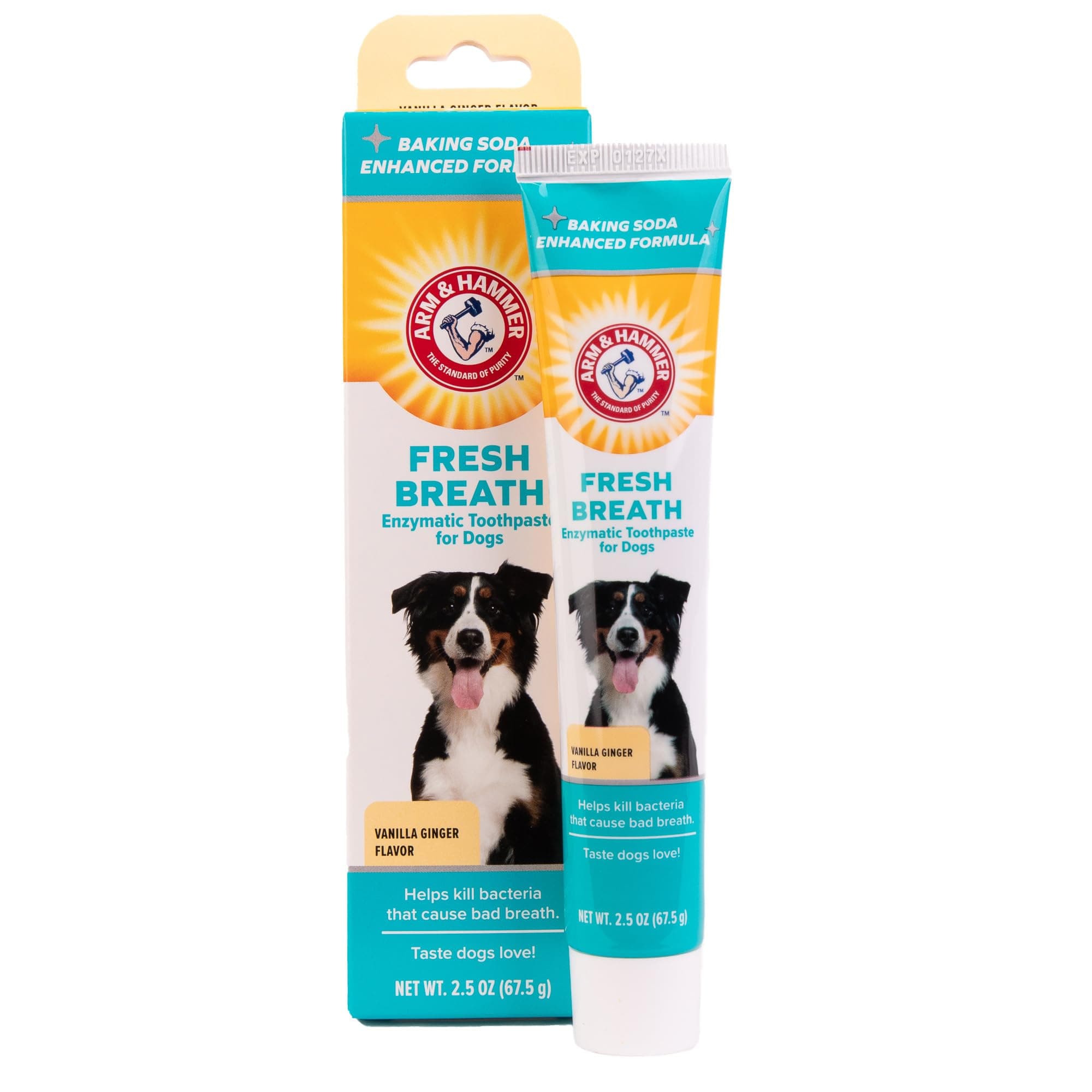 Arm & Hammer for Pets Fresh Breath Enzymatic Dog Toothpaste, Vanilla Ginger Flavor, Safe for Puppies and Adult Dogs, Daily Baking Soda Dental Gel to Eliminate Bad Breath, 2.5 Oz