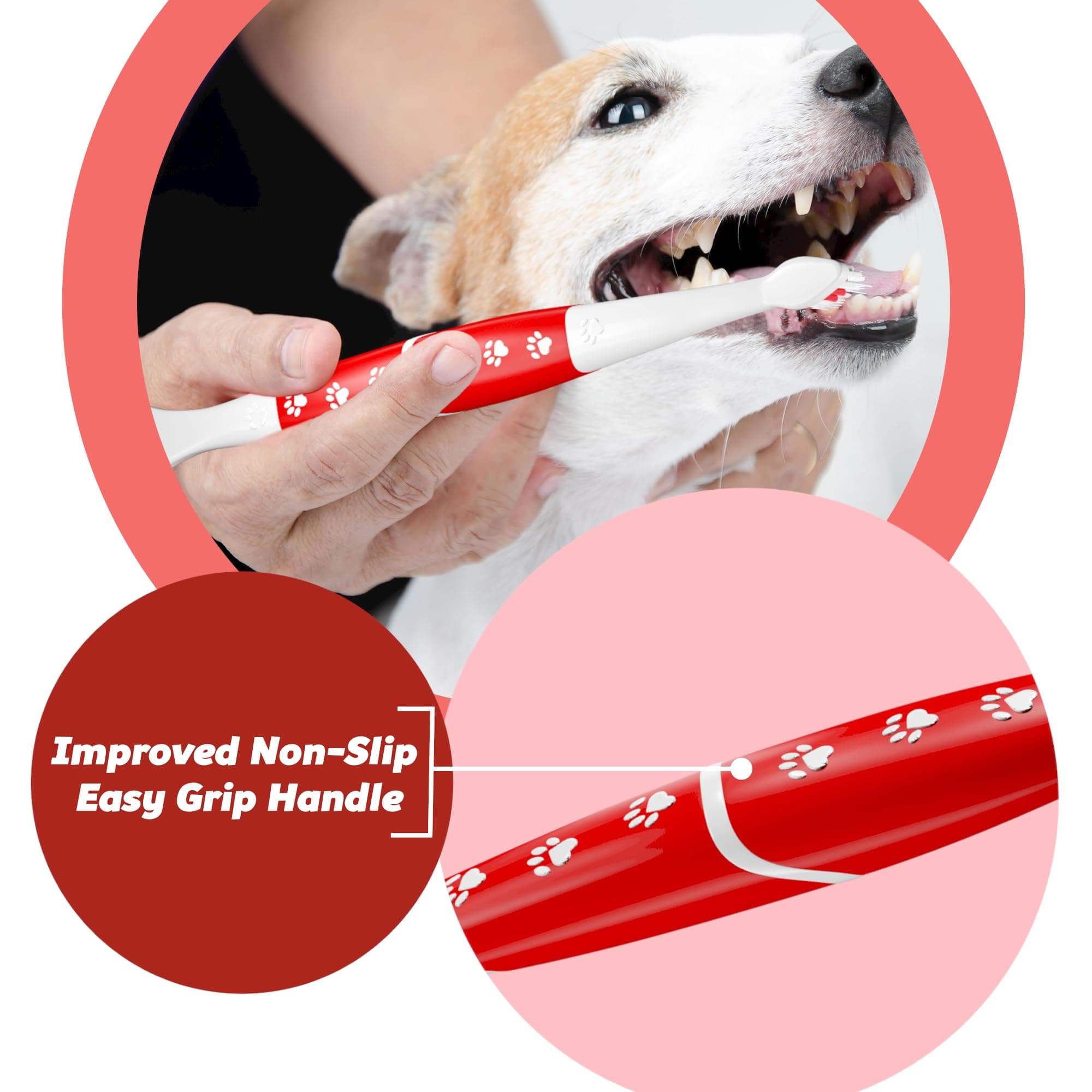 Pet Toothbrush for Dogs, Cats with Soft Bristles - Easy Teeth Cleaning & Dental Care, Non Slip Dual Head Dog Toothbrush for Medium & Large Pets, Toothpaste Not Included (Pack of 1(Red)) - image 6