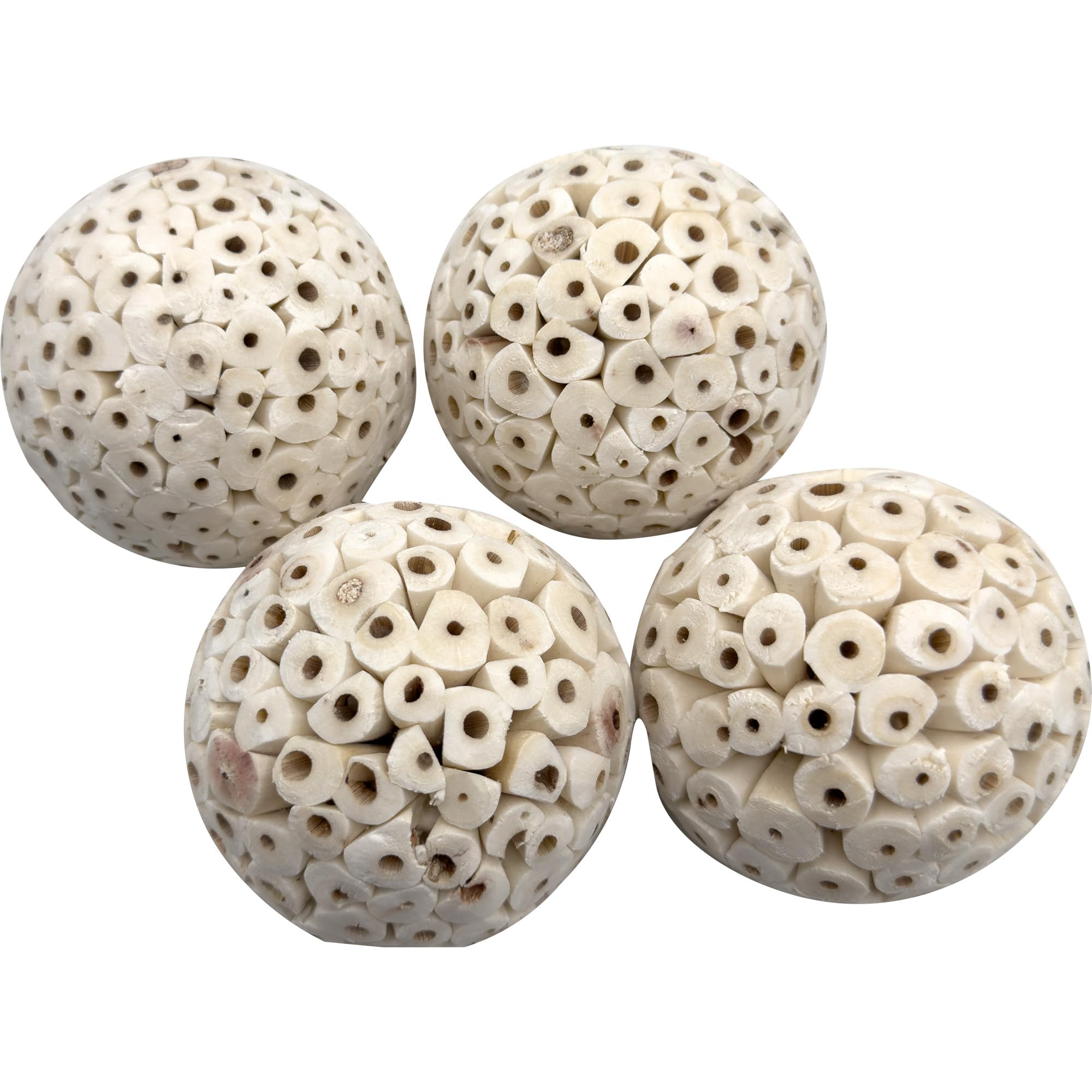 9001 Pk4 3.2 Inch Handmade Sola Wood Balls - Natural Bird Toys for Cage - Soft Shreddable Chewing Foot Toys for Cockatiel, Parakeet, Parrot & Conure - Safe Foraging Birdcage Accessories & DIY Parts