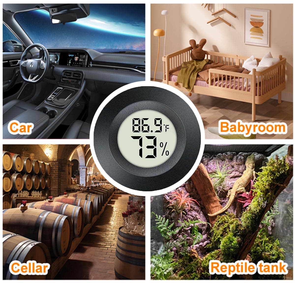 2 Pack Hygrometer Thermometer Digital Humidity Meter Indoor/Outdoor Humidity Monitor Reptile Thermo-Hygrometer for Greenhouse Humidors Terrarium Jars, Fahrenheit (℉) /Celsius(℃) (2) - image 6