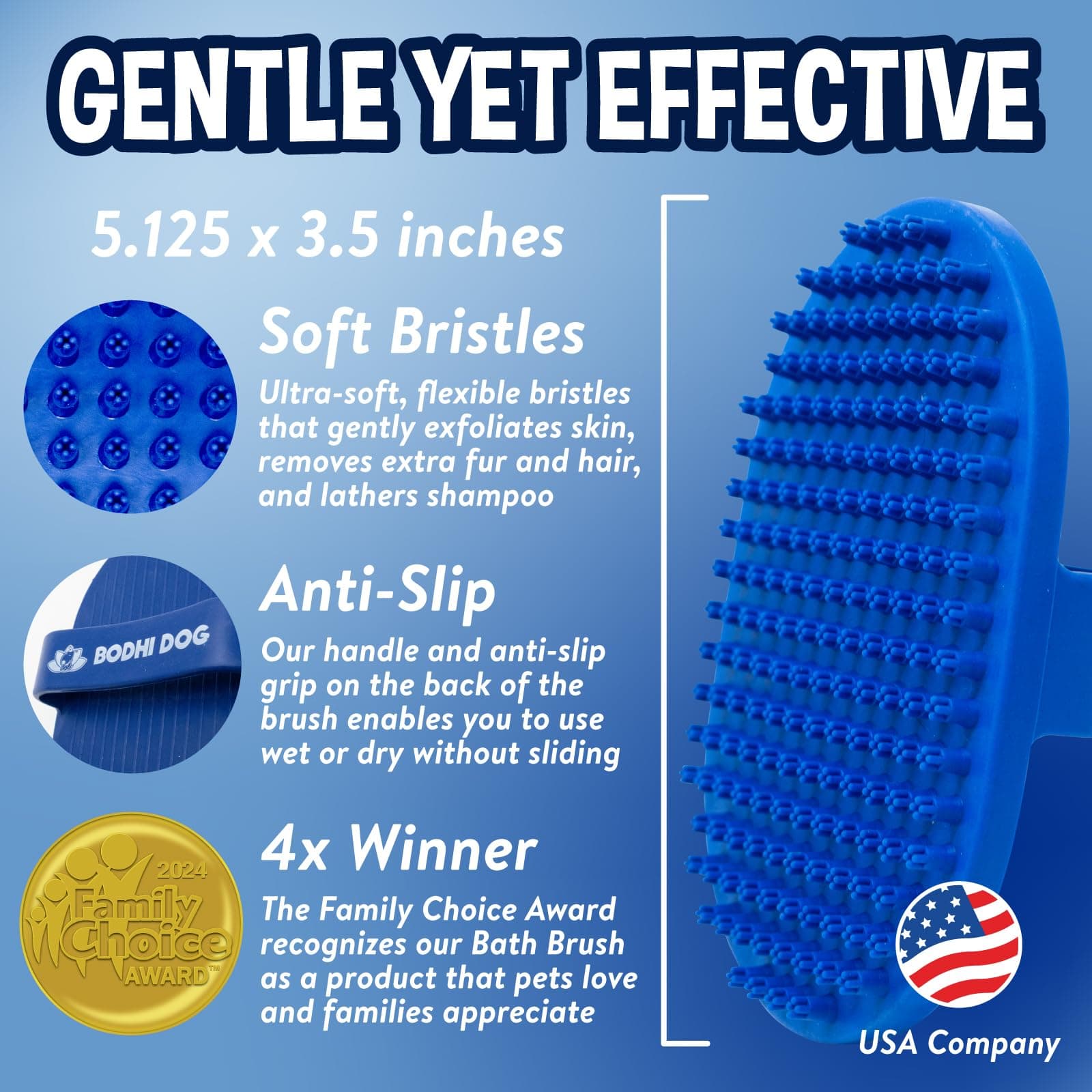 Bodhi Dog Shampoo Brush - Pet Grooming & Bath Supplies for Dogs and Cats - Bath Brush for Long & Short Hair - Premium Scrubber for Shower, Bathing & Massage (One Pack, Blue) - image 4