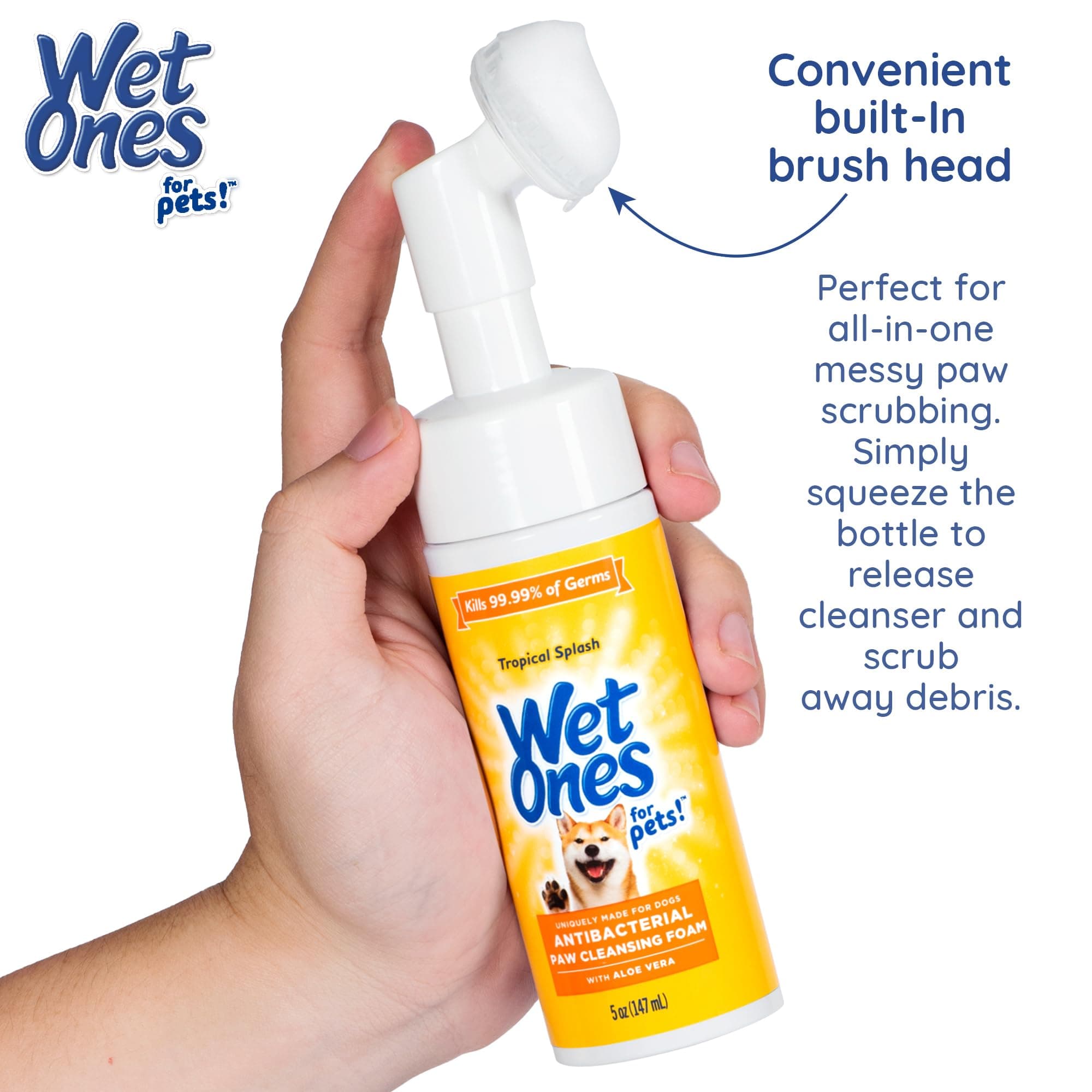 Wet Ones for Pets Antibacterial Dog Paw Cleaner with Built-in Brush, Foaming No-Rinse Formula for Cleaning Dirty Paws After Walks, Gentle Everyday Paw Wash for Dogs, 5 Oz - image 4
