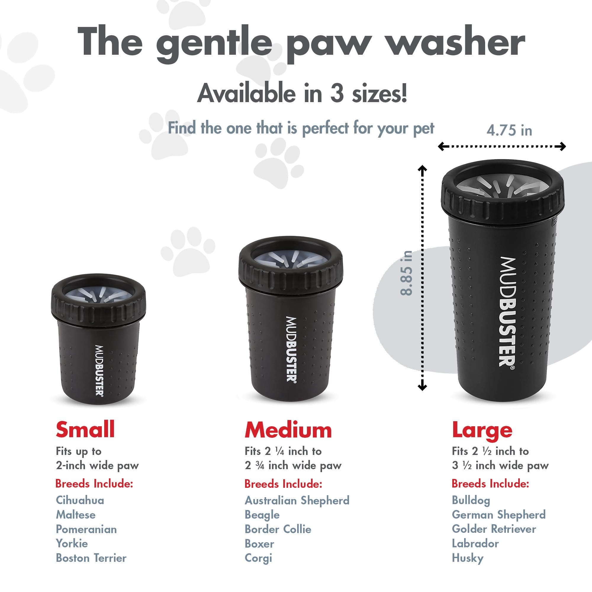 Dexas MudBuster Portable Dog Paw Washer/Paw Cleaner, Large, Matte Black- Special Edition (PW72025-22WP) - image 3