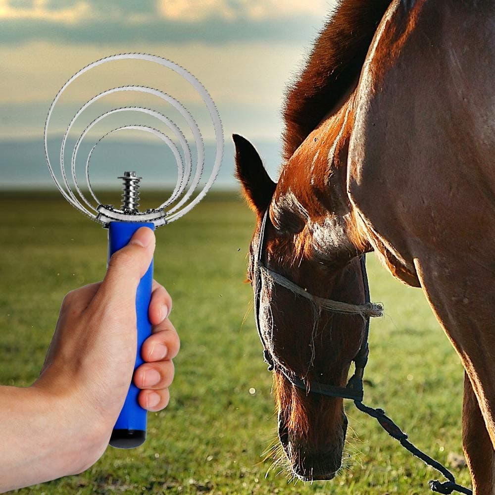 Reversible Stainless Steel Curry Comb with Soft Touch Grip (Blue) - image 6