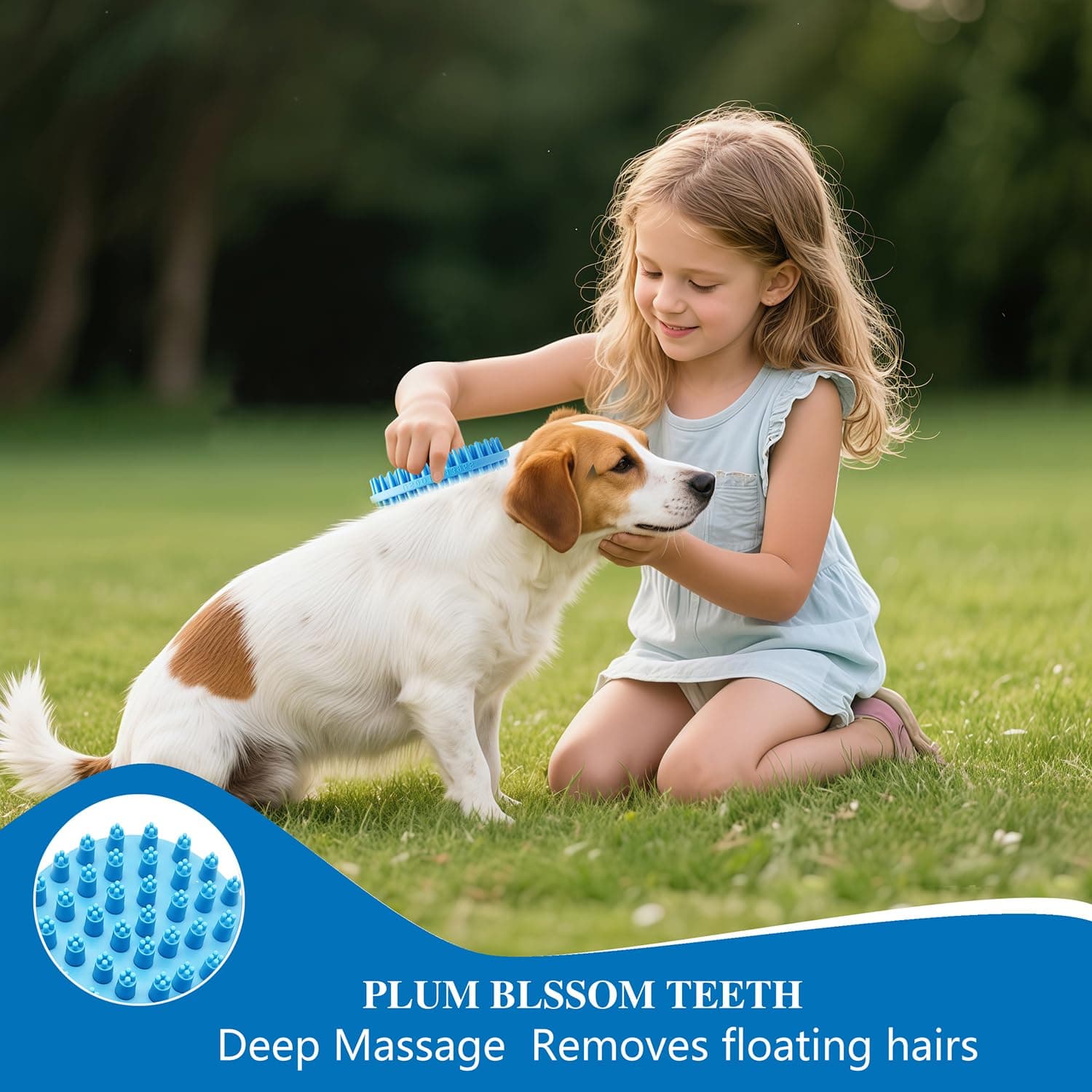 Lilpep Dog Brush - 2-in-1 Double Sided Bath & Massage Brush for Dogs, Pet Shampoo Scrubber, Gentle Hair Cleaning Tool, Soft Rubber Grooming Brush for Short/Long Haired Puppies - image 5