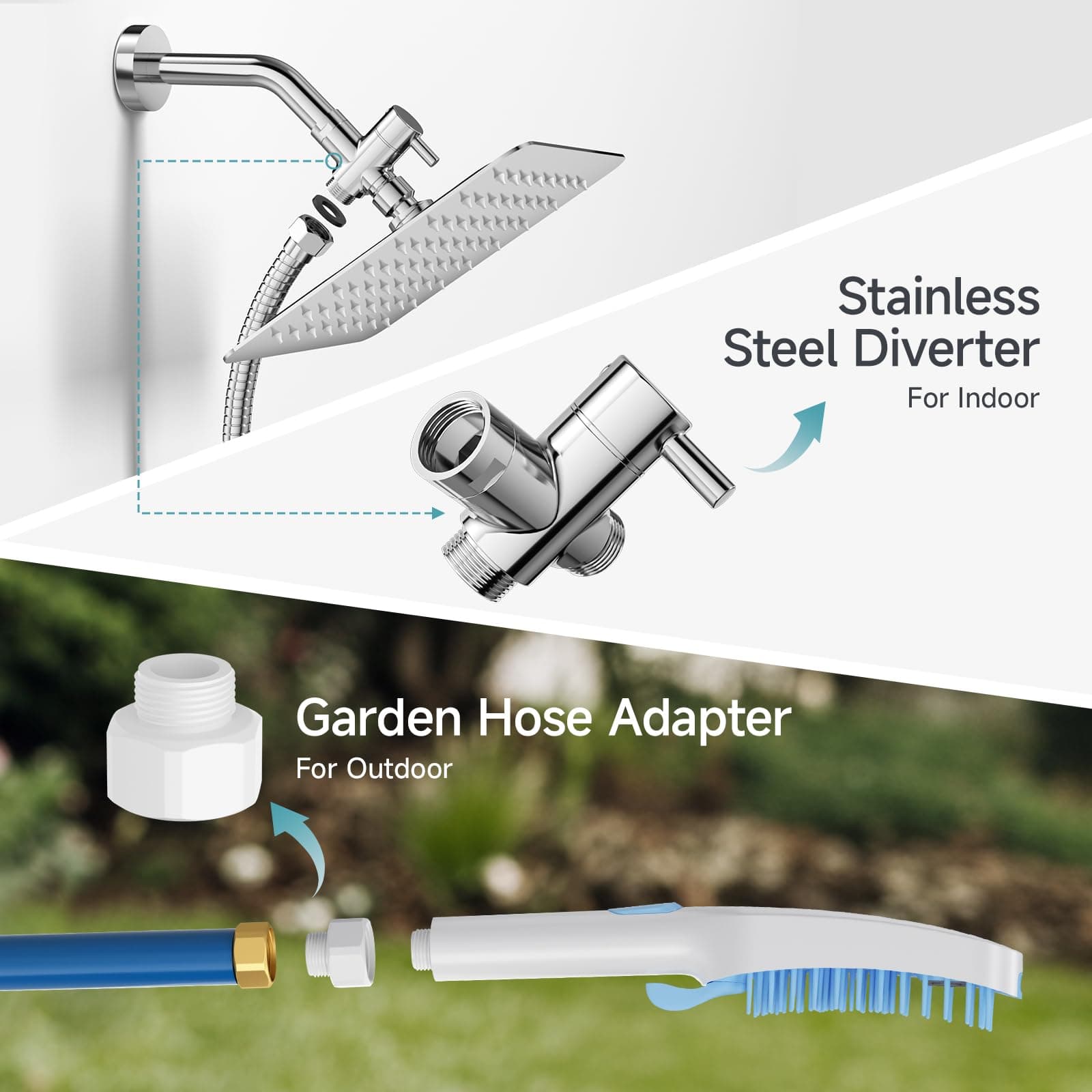 SR SUN RISE Dog Shower Attachment for Thick Haired Dogs, 4 Spray Mode Pet Bath Sprayer with Stainless Steel Diverter Valve & 6.5 Foot Hose, Indoor & Outdoor Dog Washing Grooming Supplies, Blue/White - image 5