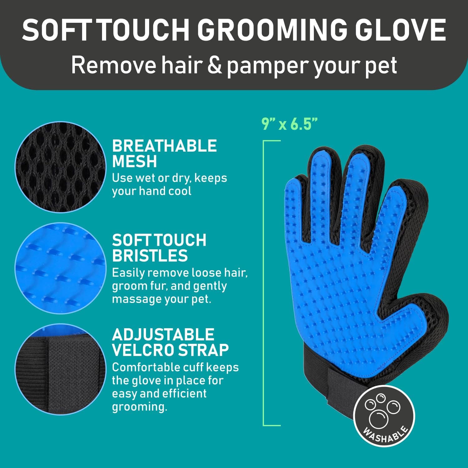 Maxpower Planet Pet Grooming Brush and 2X Grooming Gloves Combo - Double Sided Dematting, Deshedding Undercoat Rake for Dogs and Cats - Reduce Shedding Easily - Blue - image 3