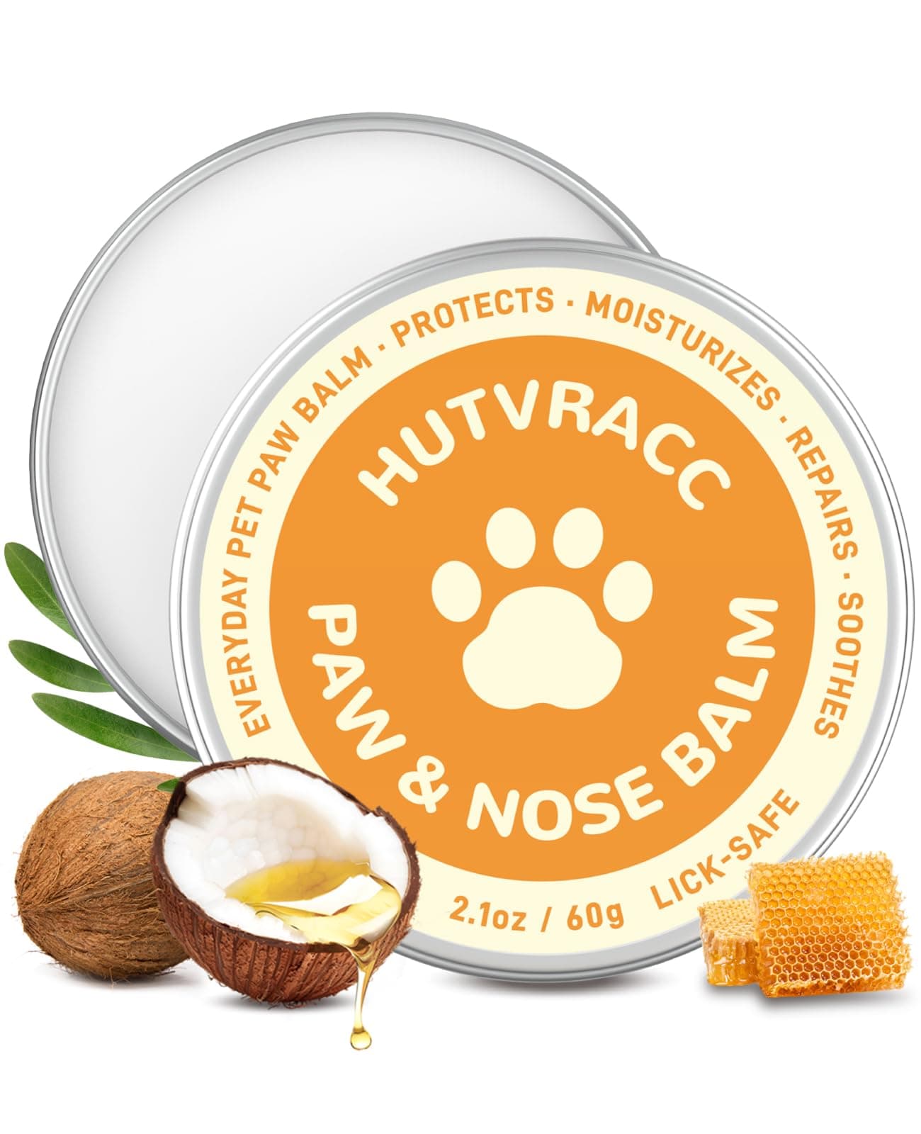 Lick-Safe Dog Paw & Nose Balm | 2.1 oz All Natural Wax with Coconut Oil & Shea Butter | Winter Snow, Road Salt & Hot Pavement Protector | Moisturizer for Dry, Rough Pads & Snouts