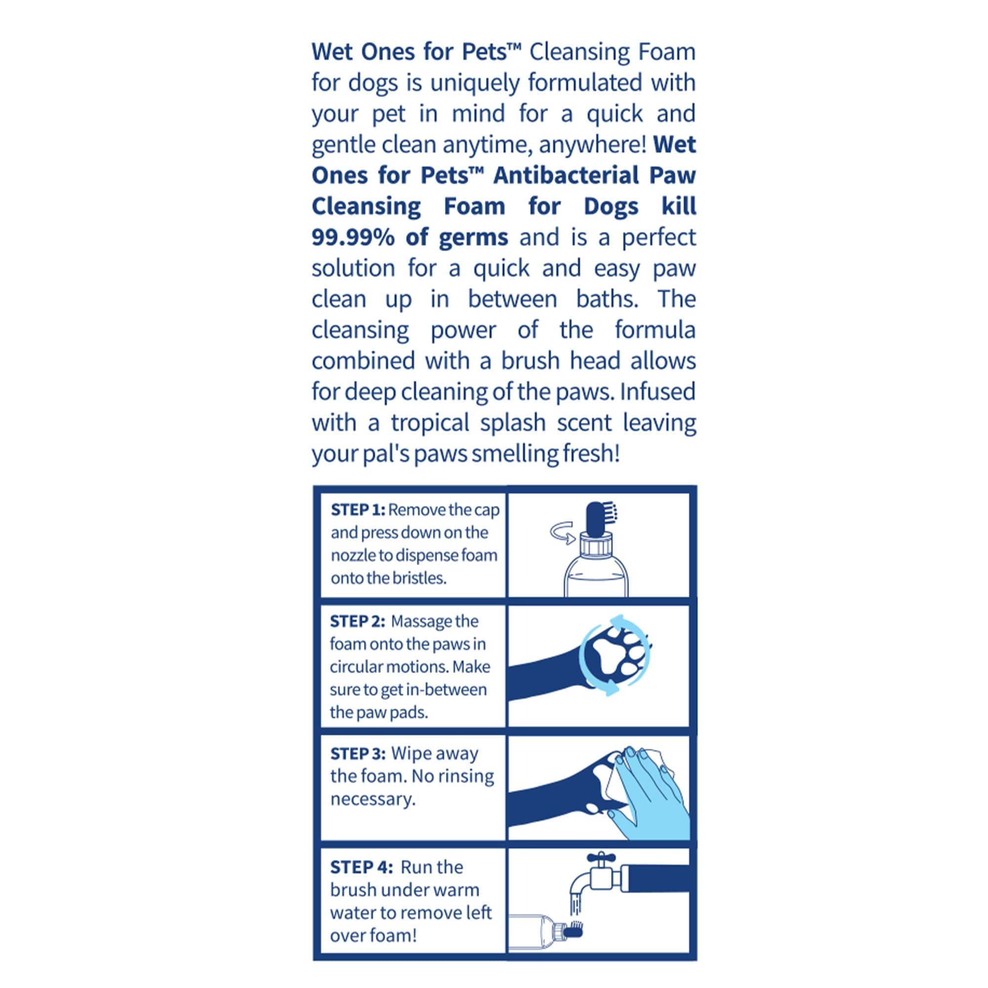 Wet Ones for Pets Antibacterial Dog Paw Cleaner with Built-in Brush, Foaming No-Rinse Formula for Cleaning Dirty Paws After Walks, Gentle Everyday Paw Wash for Dogs, 5 Oz - image 2