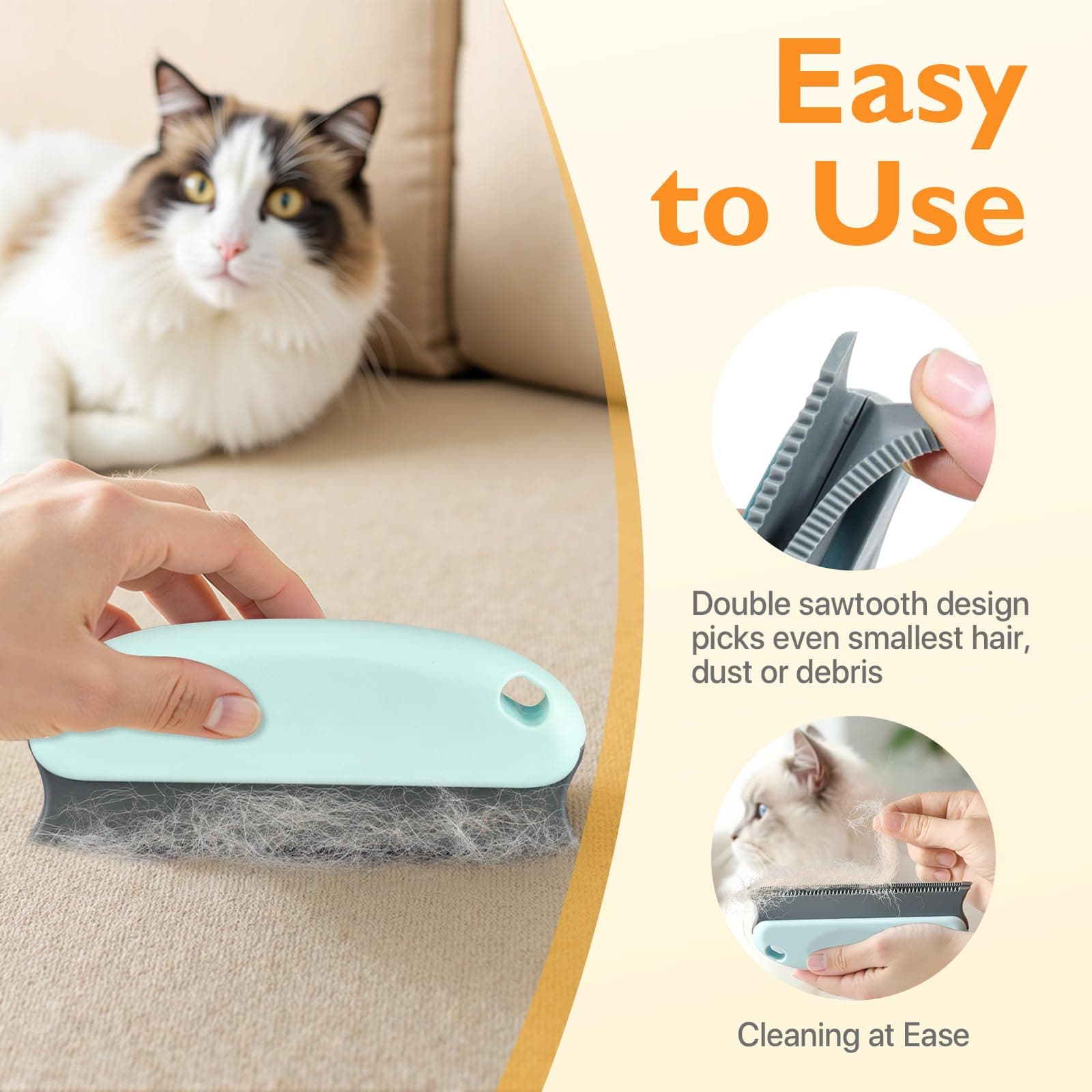 Pet Hair Removal Tool 3 Pack Dog Cat Hair Remover Carpet Scraper Rake Fur Removal Brush Lint Remover Shaver for Car Furniture Couch Green - image 4