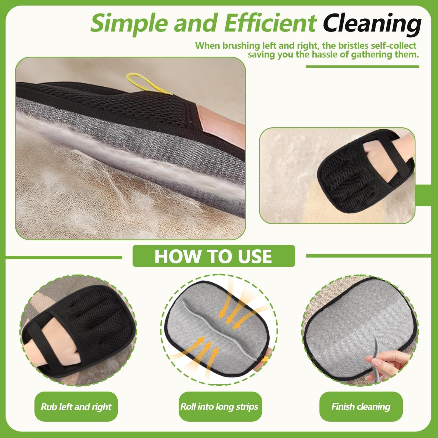 Pet Hair Removal Glove for Cats and Dogs - Electrostatic Pet Hair Remover Glove | Reusable Brush Pet Hair Remover for Couch, Carpet, Car Seat & Laundry - image 3