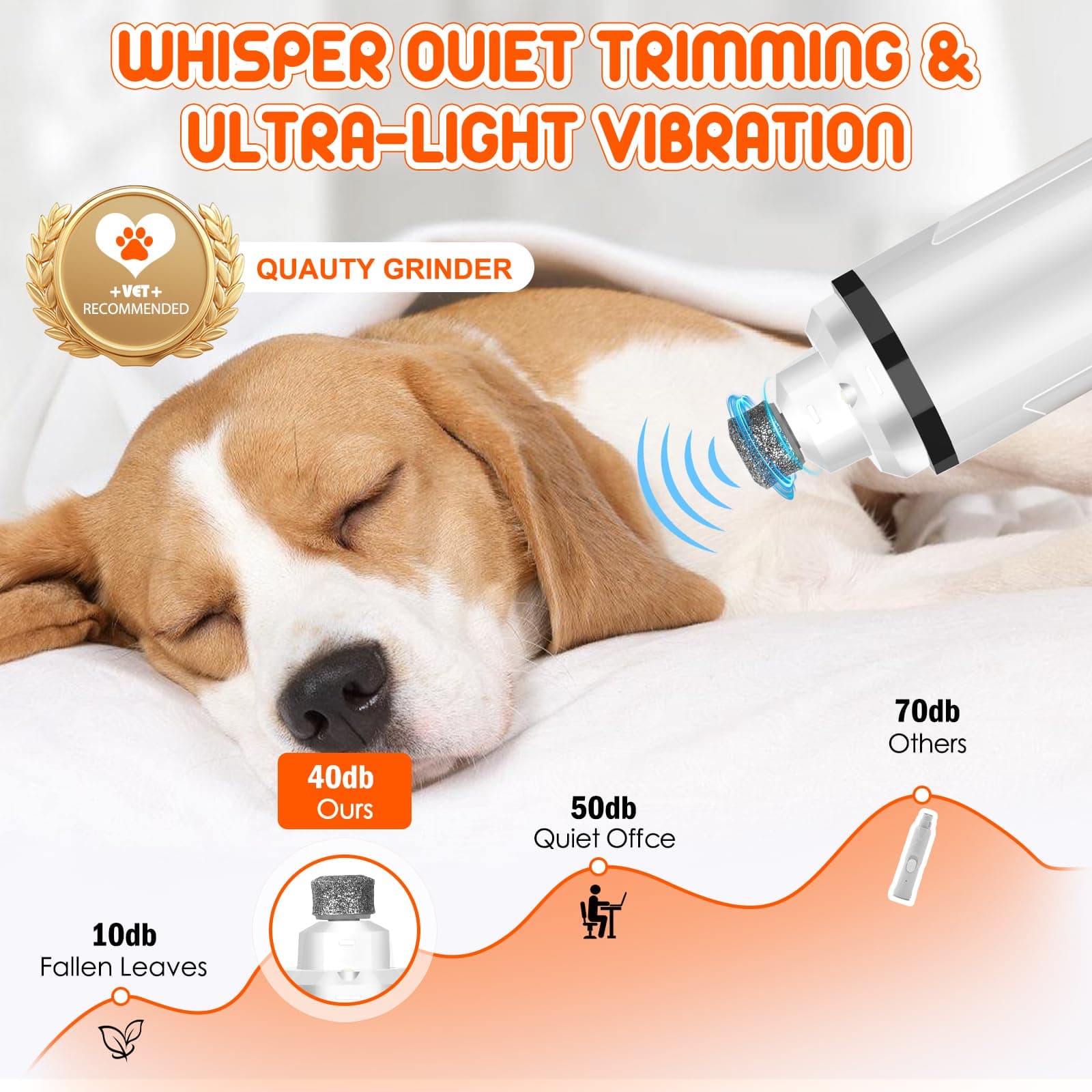 Dog Nail Grinder Electric Powerful 3 Speeds Dog Nail Clippers with Lights Quiet Cat Nail Clipper Painless Care Trimmers Tools for Small Medium Large Dogs and Cats (Black) - image 4