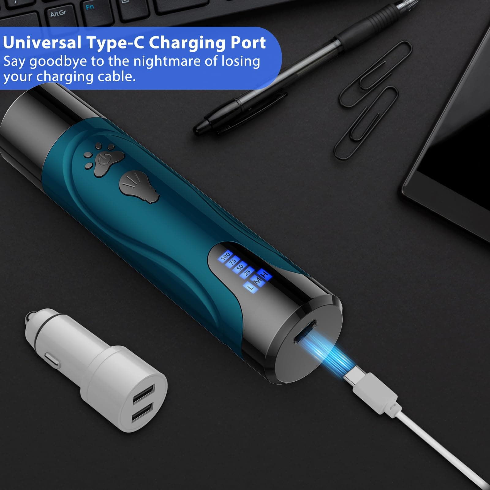 YABIFE Dog Nail Trimmers and Dog Nail Clippers Kit, Whisper Quiet Electric Grinder with Light, for Small, Medium, Large Dogs, Cats Toenail Grooming, 3 Speeds - image 7