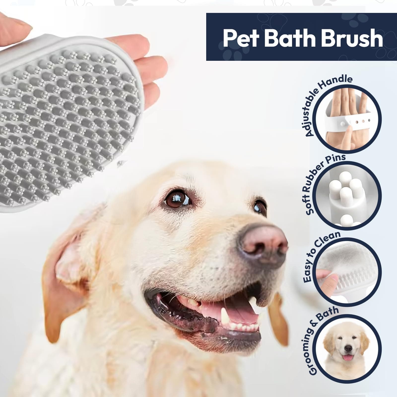 BPG Pet Grooming Tools for Dogs & Cats- 3 Piece Dog Grooming Kit, Slicker Brush, Bath Brush and Undercoat Rake- Non-Slip Easy to Use Deshedding Tools for All Coat Types - image 5