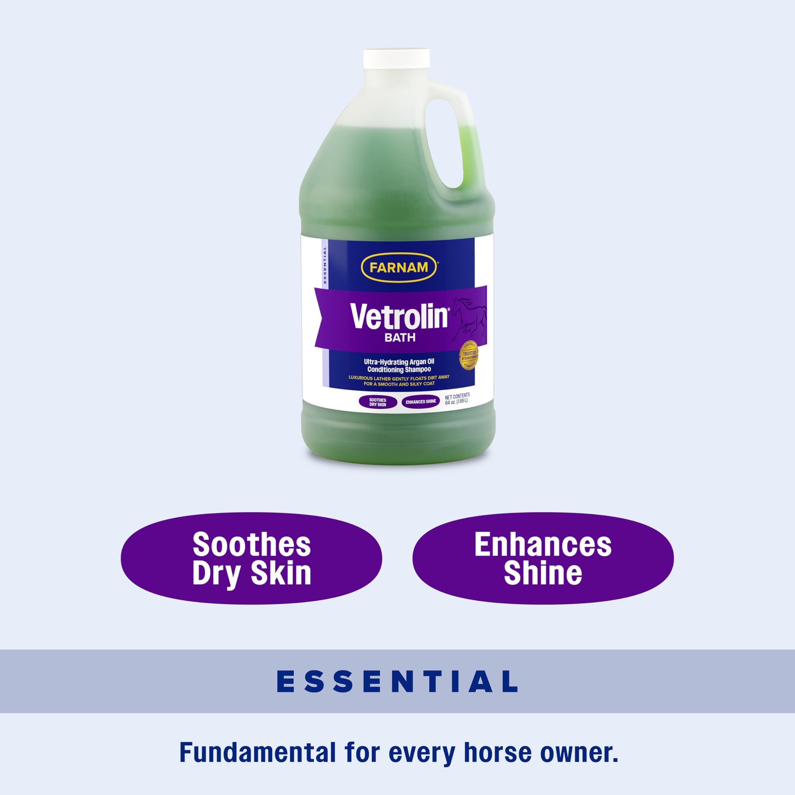 Farnam Vetrolin Bath, Ultra-Hydrating Argan Oil Conditioning Shampoo, Enhances Shine, Soothes Dry Skin, for Horses and Dogs, 64 oz. - image 7