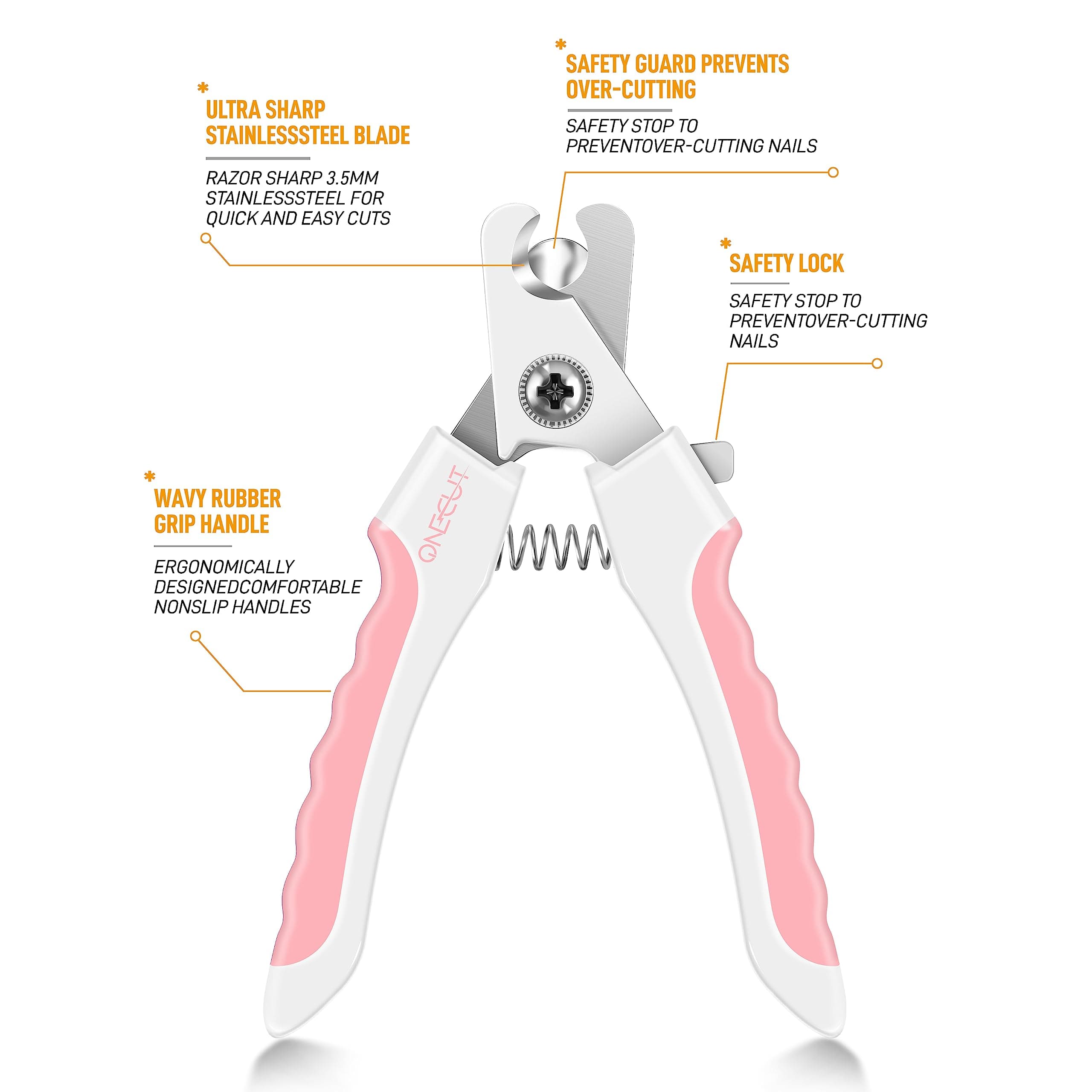 OneCut 6" Dog Nail Clippers for Small, Medium and Large Breed Professional Pet Nail Trimmers -Suitable for Cats, Rabbits and Guinea Pigs with Safety Guard to Avoid Over Cutting (Pink) - image 3