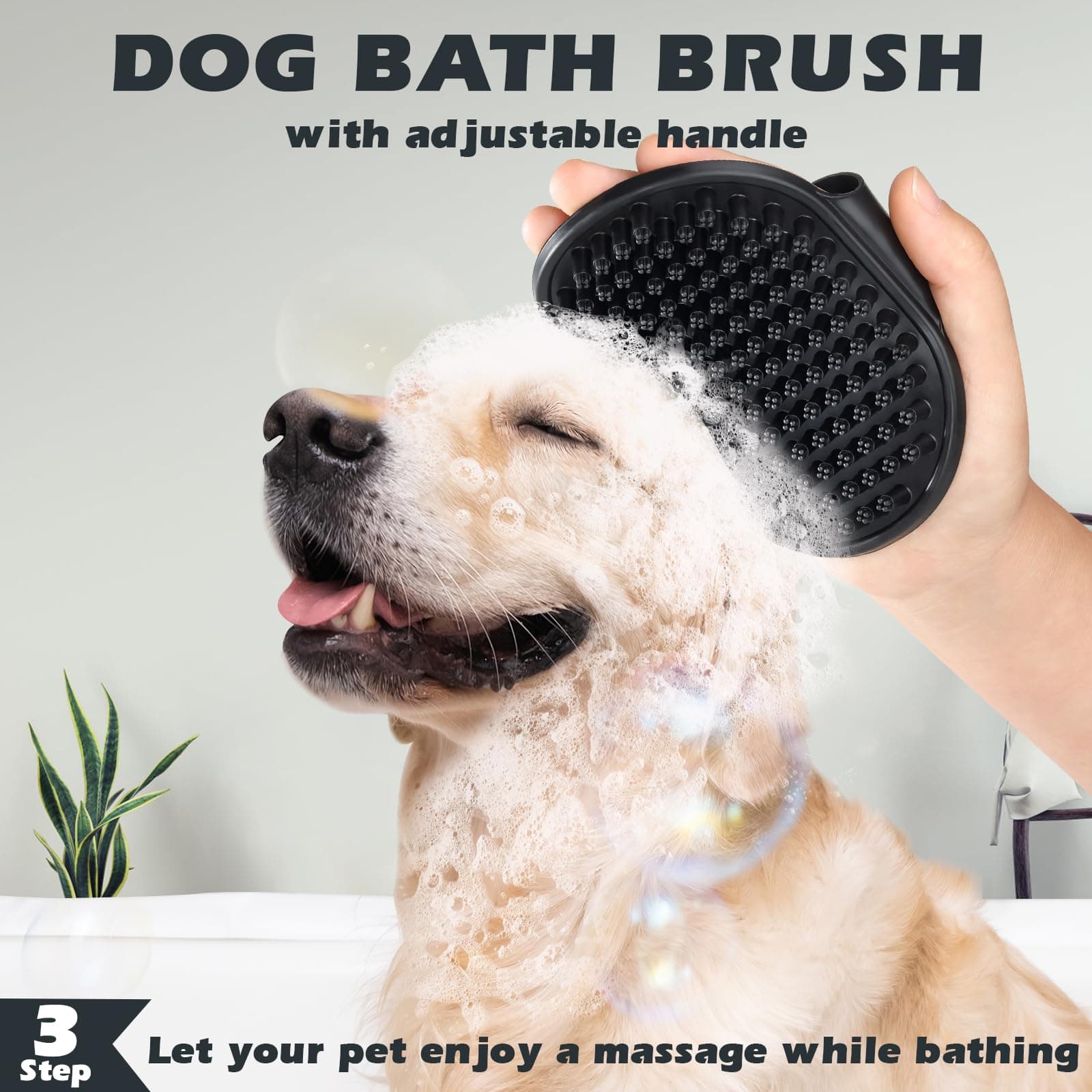 3PCS Self Cleaning Slicker Brush & Pet Grooming Rake & Bath Brush for Dogs,Cats and Horses | Double-Sided Dematting Comb & Skin Friendly Deshedding Grooming Tool | Premium Pet Supplies(Green Black) - image 6