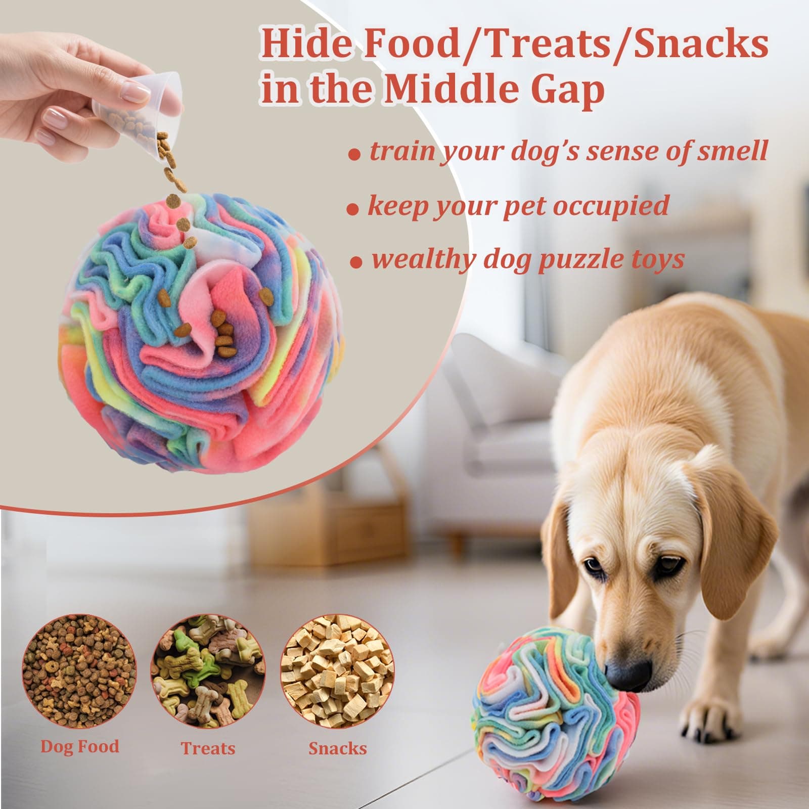 Snuffle Ball for Dogs, Puppy Treat Toy, Interactive Foraging Puzzle Ball Toy, Enrichment Toys for Large Dogs, Sniffle Interactive Treat Balls - image 3