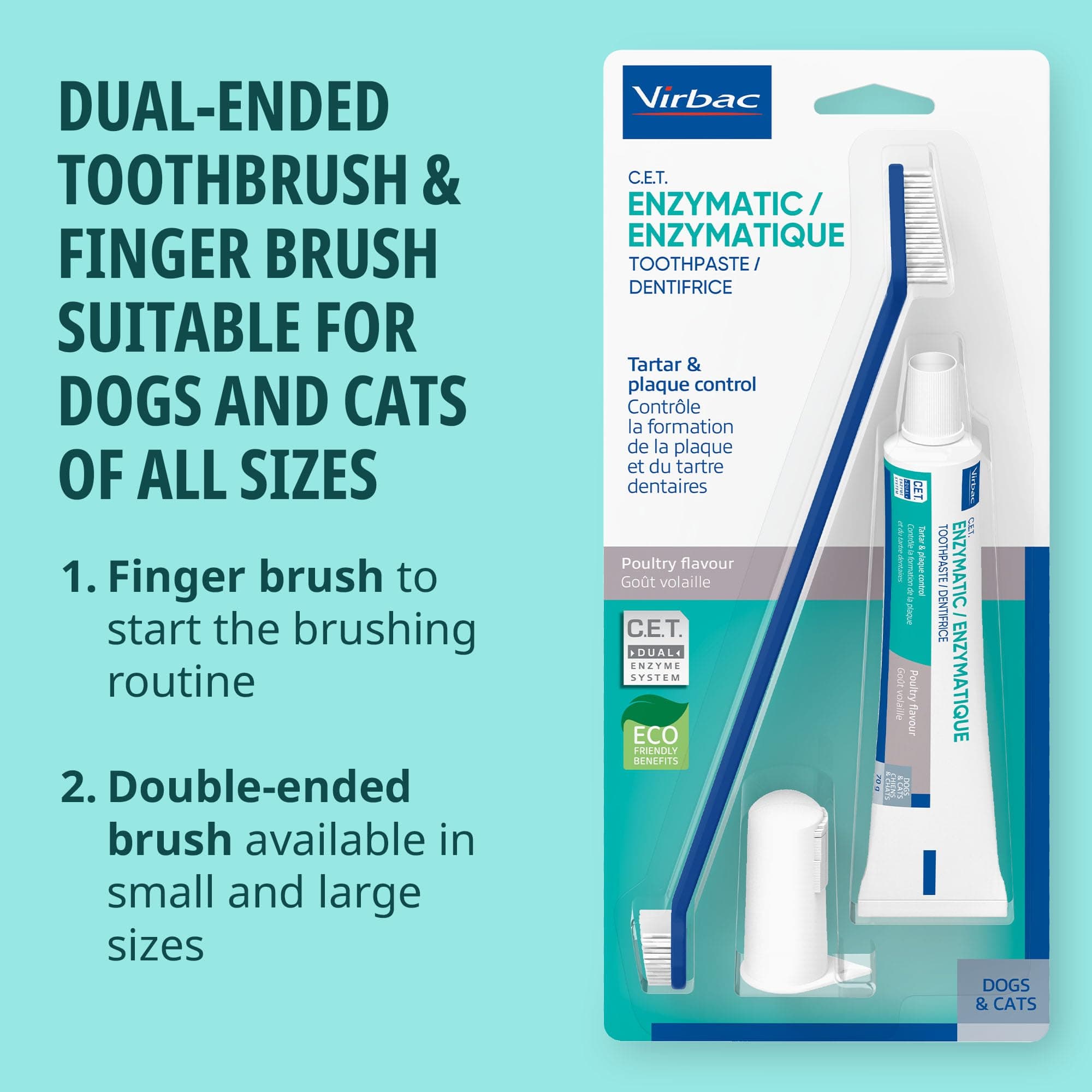 Virbac C.E.T.&reg; Oral Hygiene Kit for Dogs | Poultry-flavor Toothpaste | Fingerbrush and Pet Toothbrush - image 6